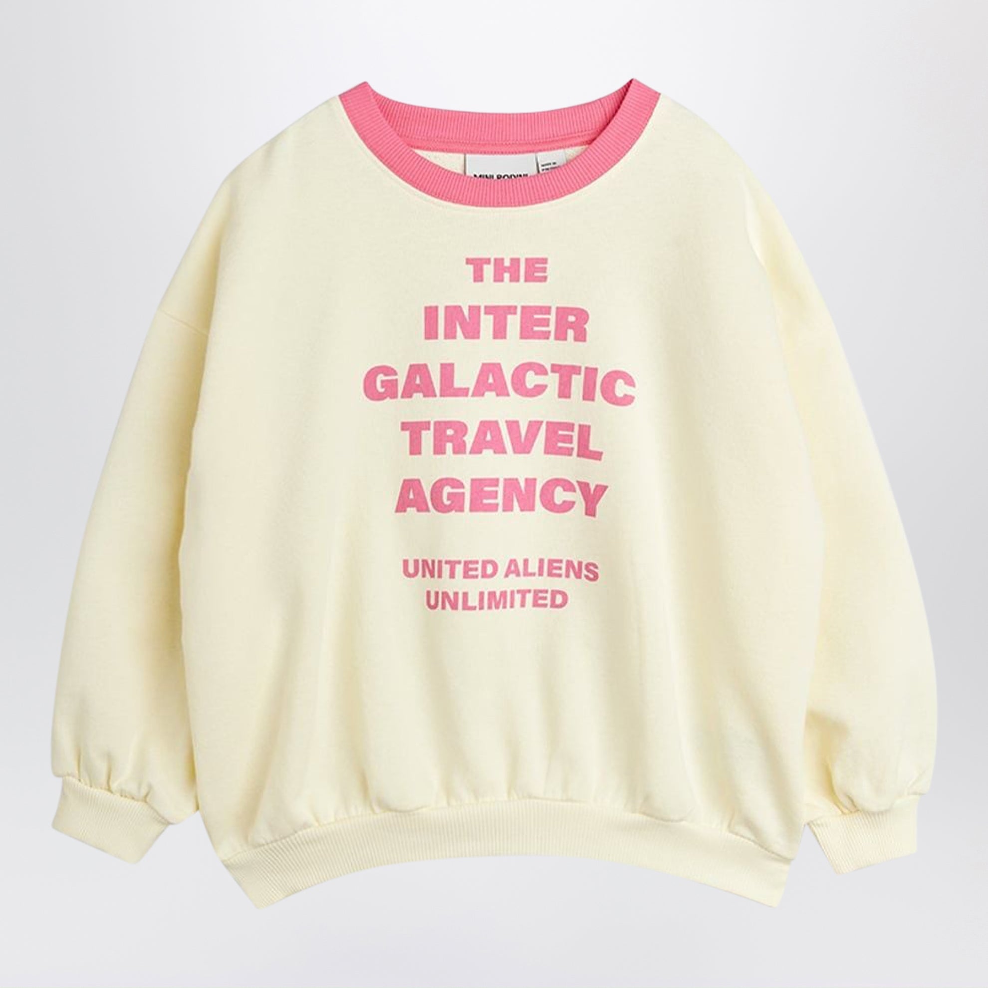 White sweatshirt with Travel Agency print