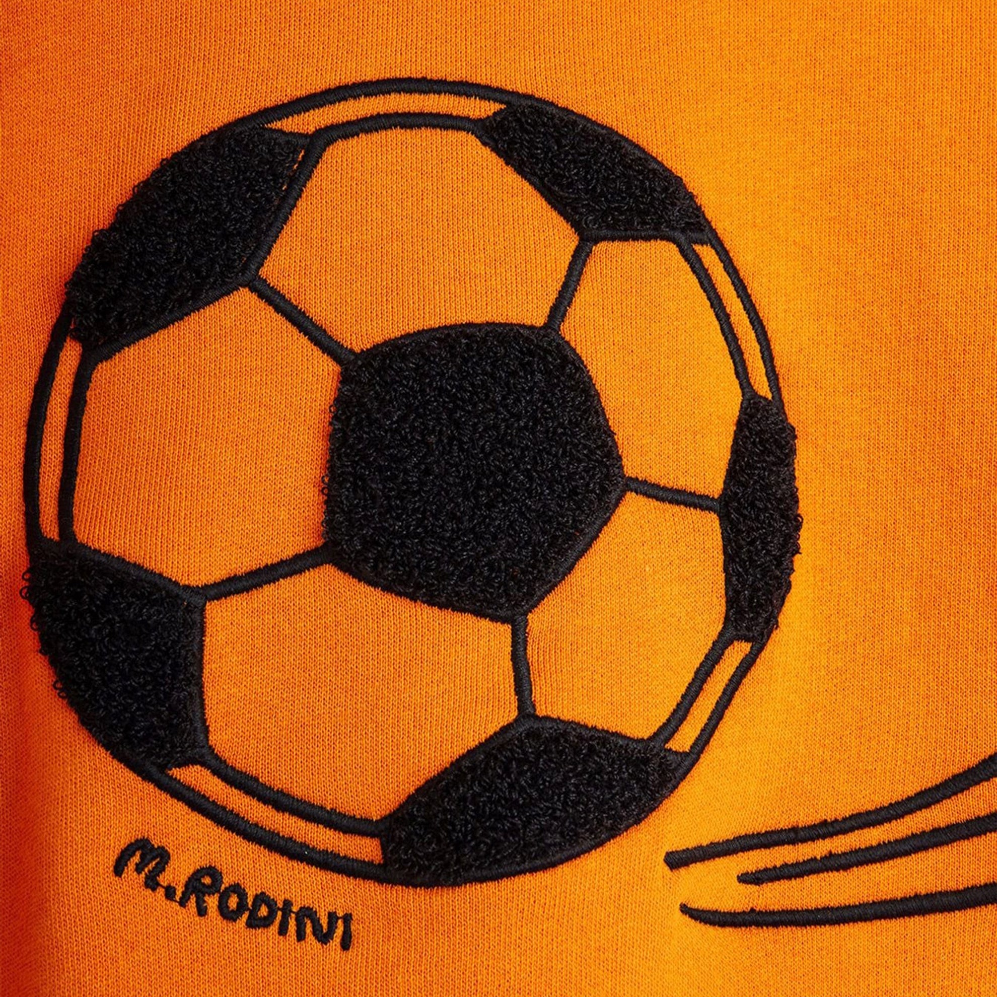 Orange sweatshirt with chenille soccer ball