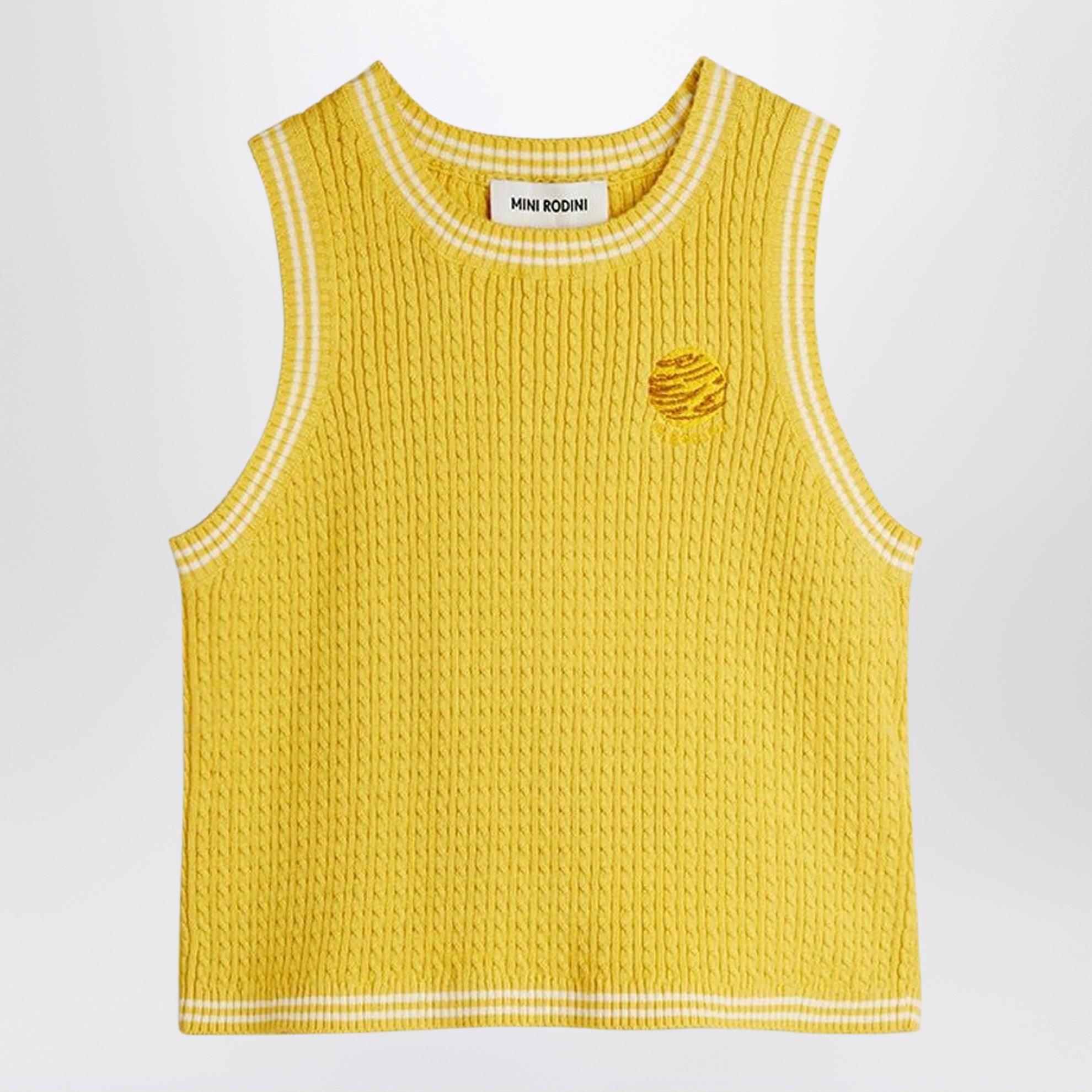 Yellow cable knit tank top