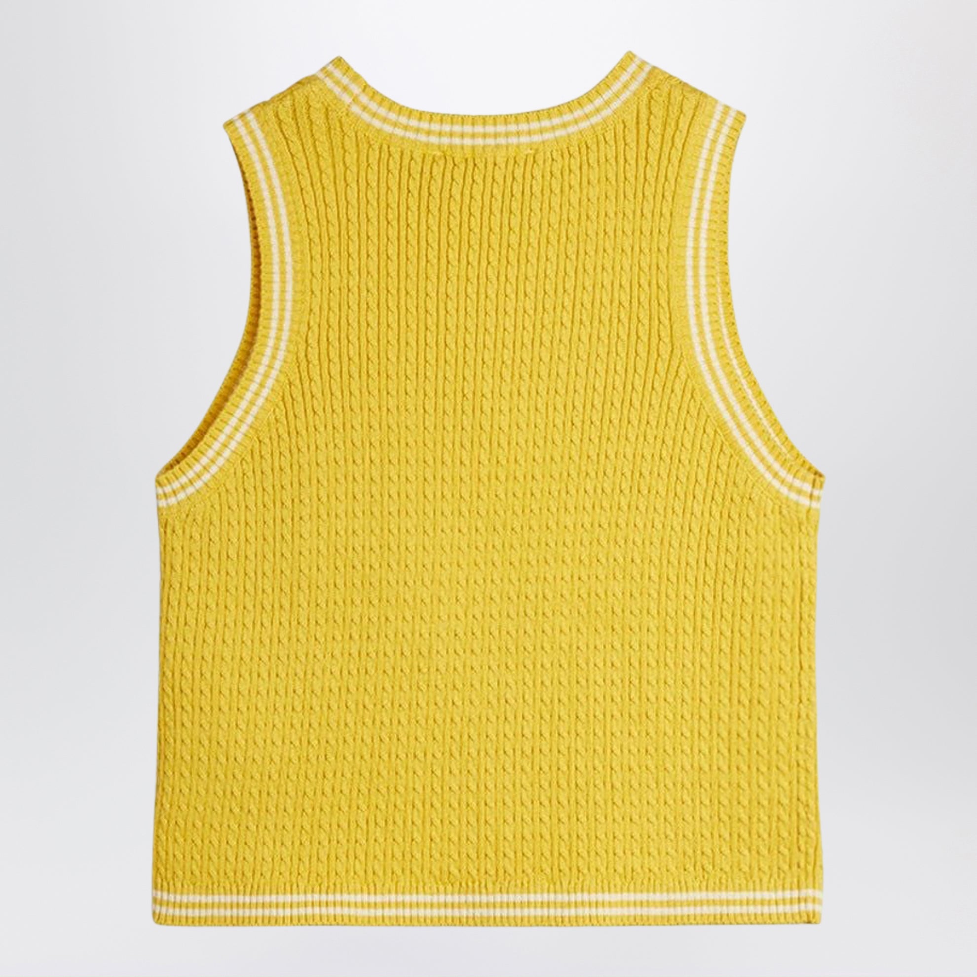 Yellow cable knit tank top