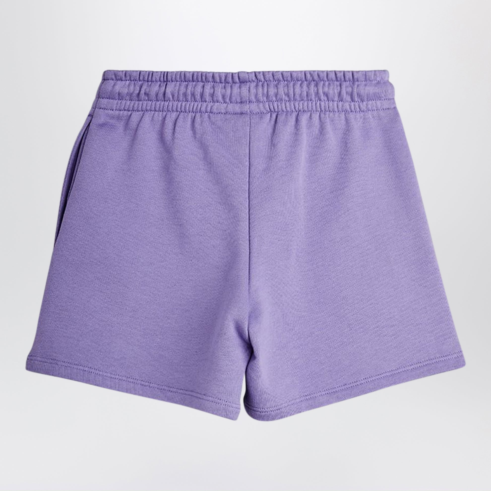 Purple shorts with soccer ball embroidery