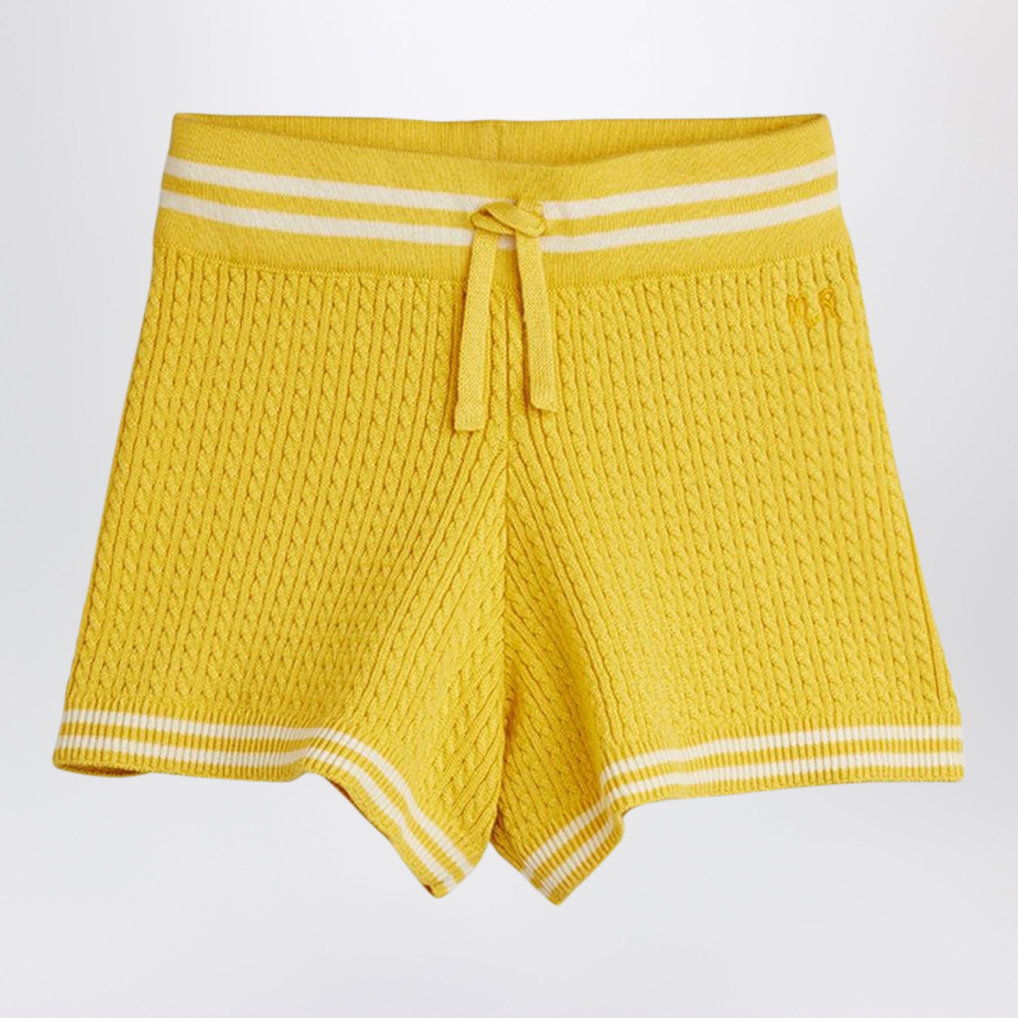 Short jaune en maille torsadée
