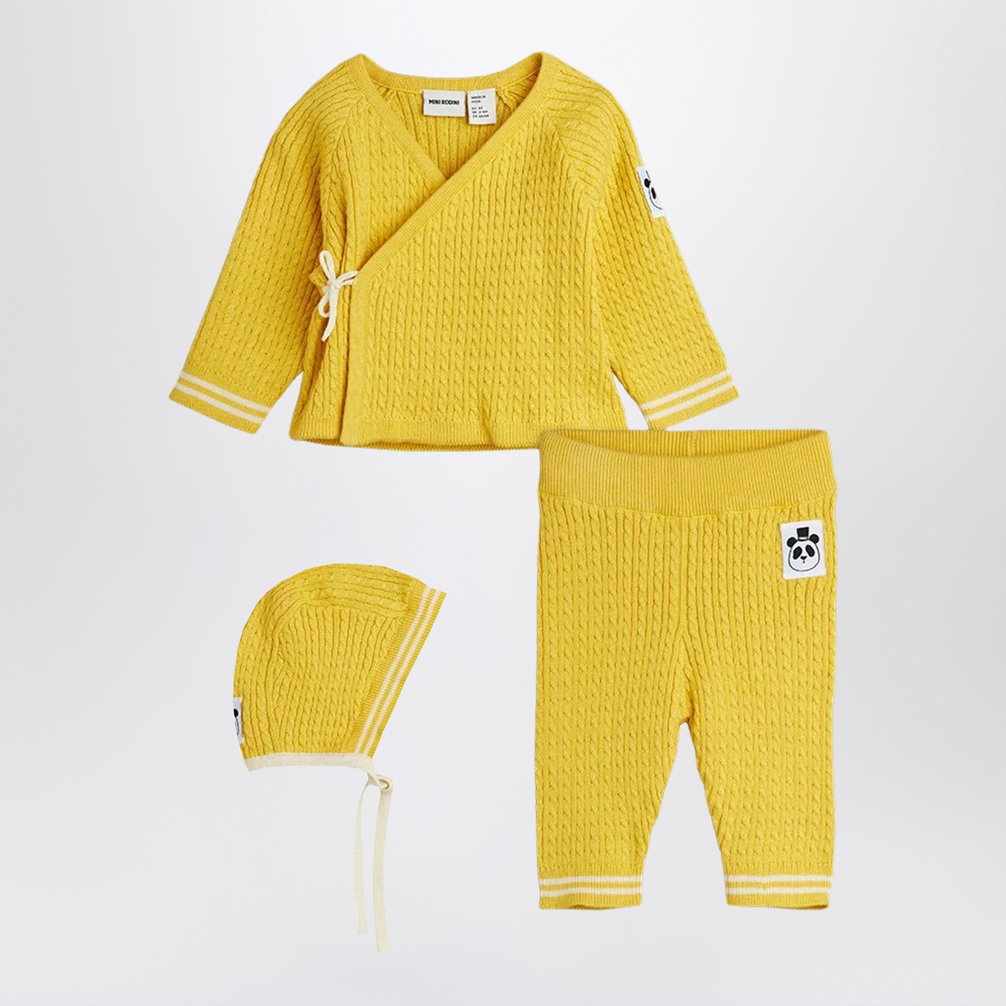 Yellow cable-knit set