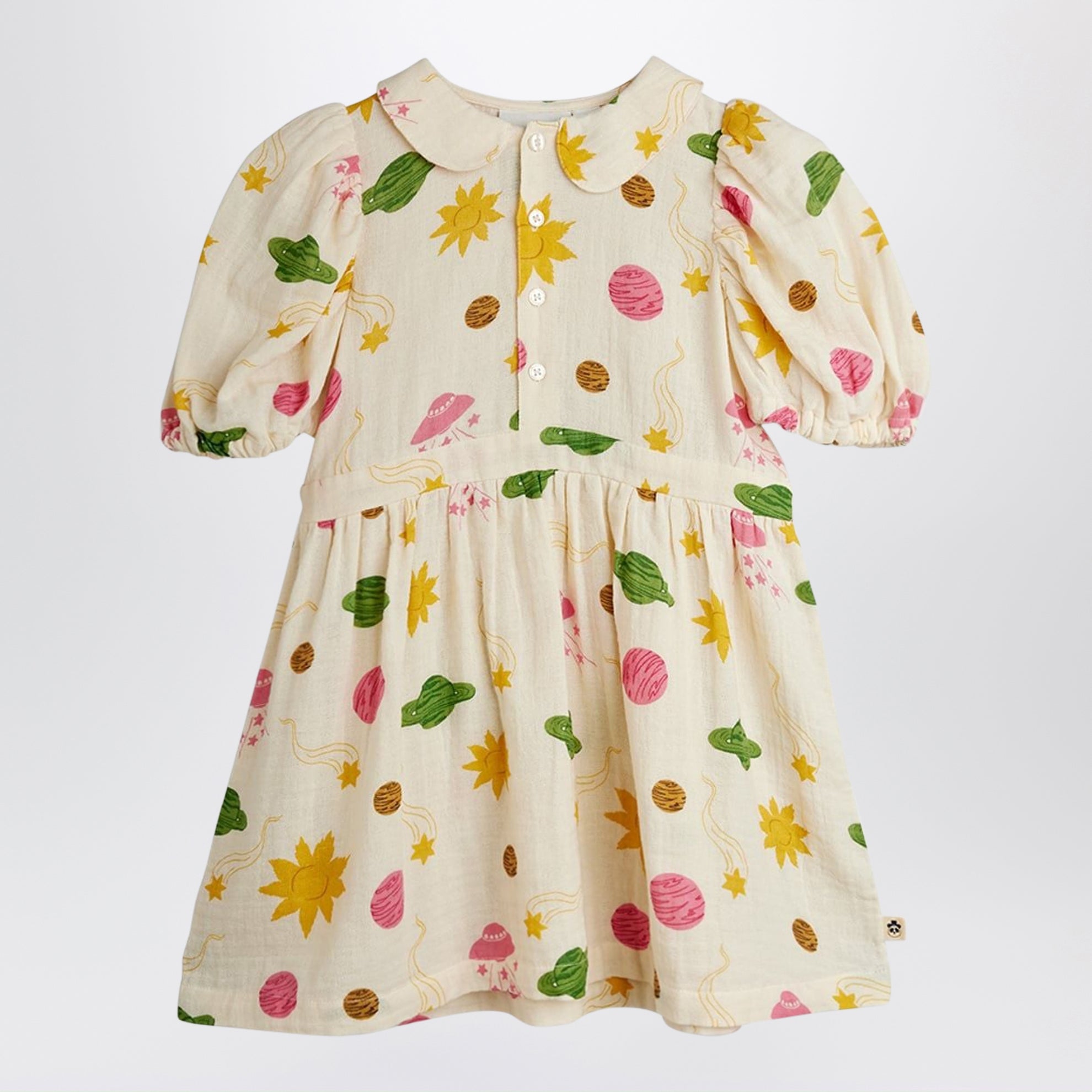 Muslin dress with space print