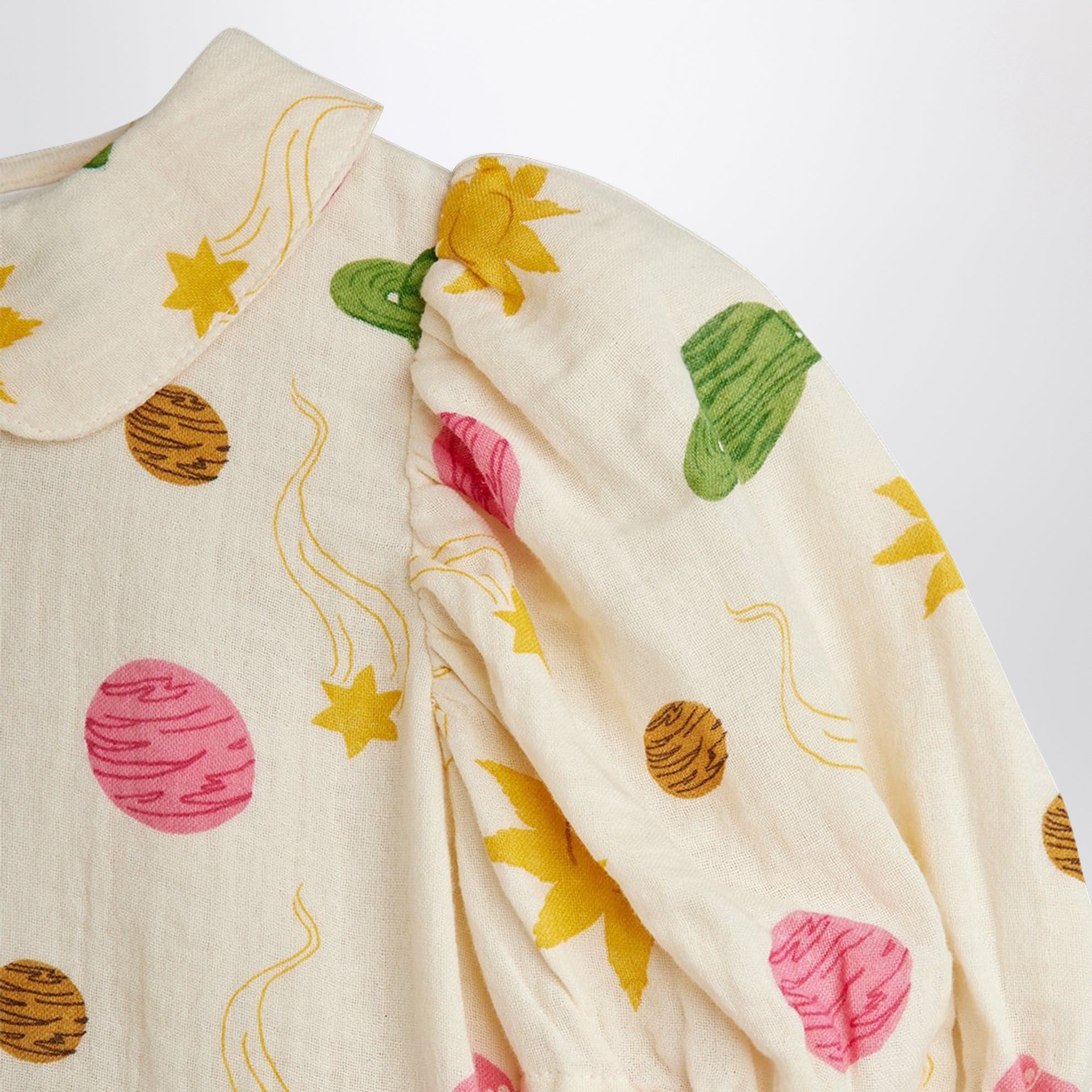 Muslin dress with space print