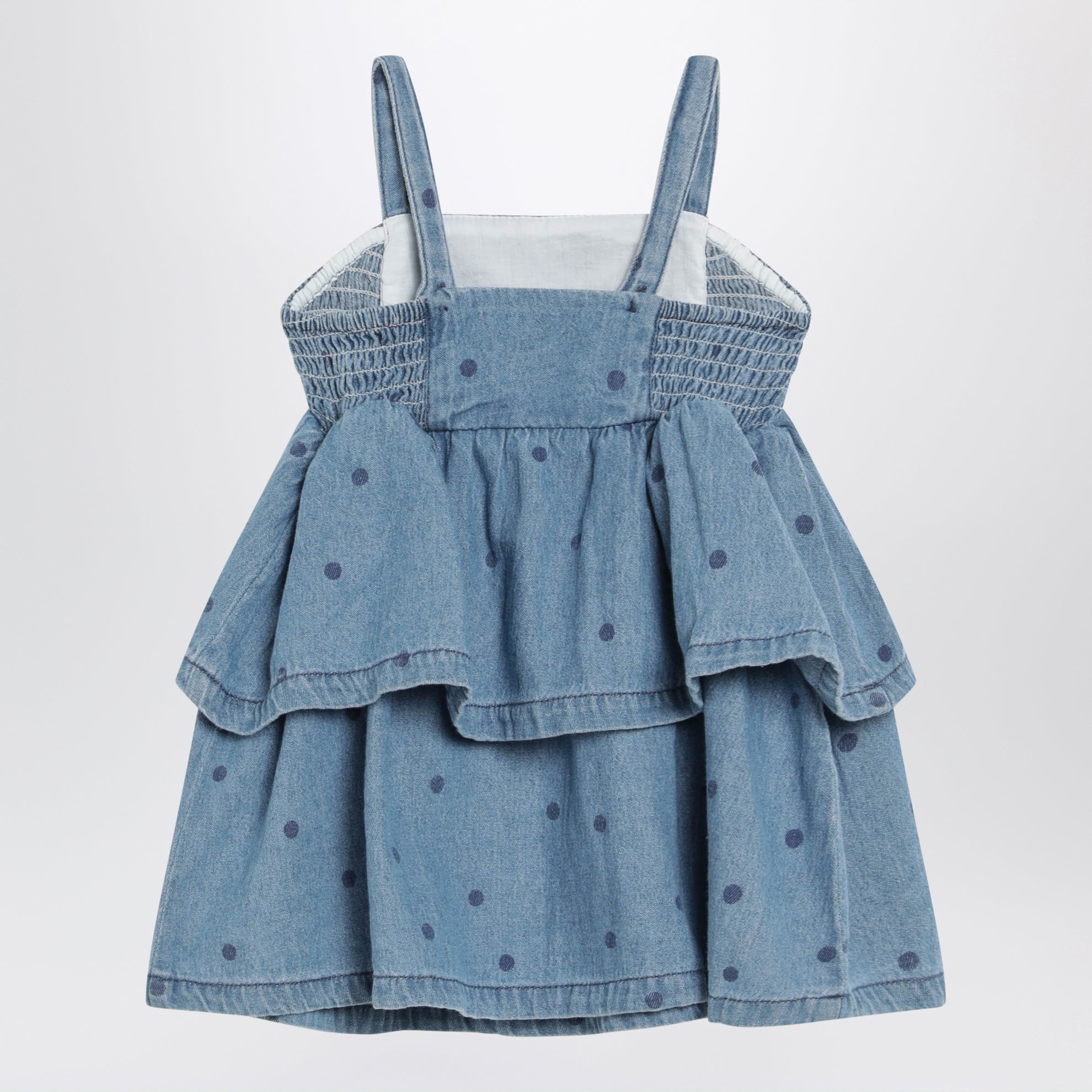 Abito blu in denim a pois