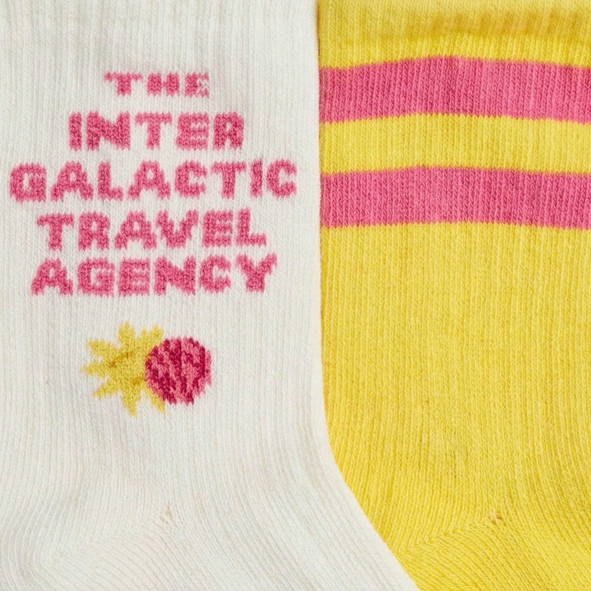 Due paia di calzini Travel Agency bianco/giallo 