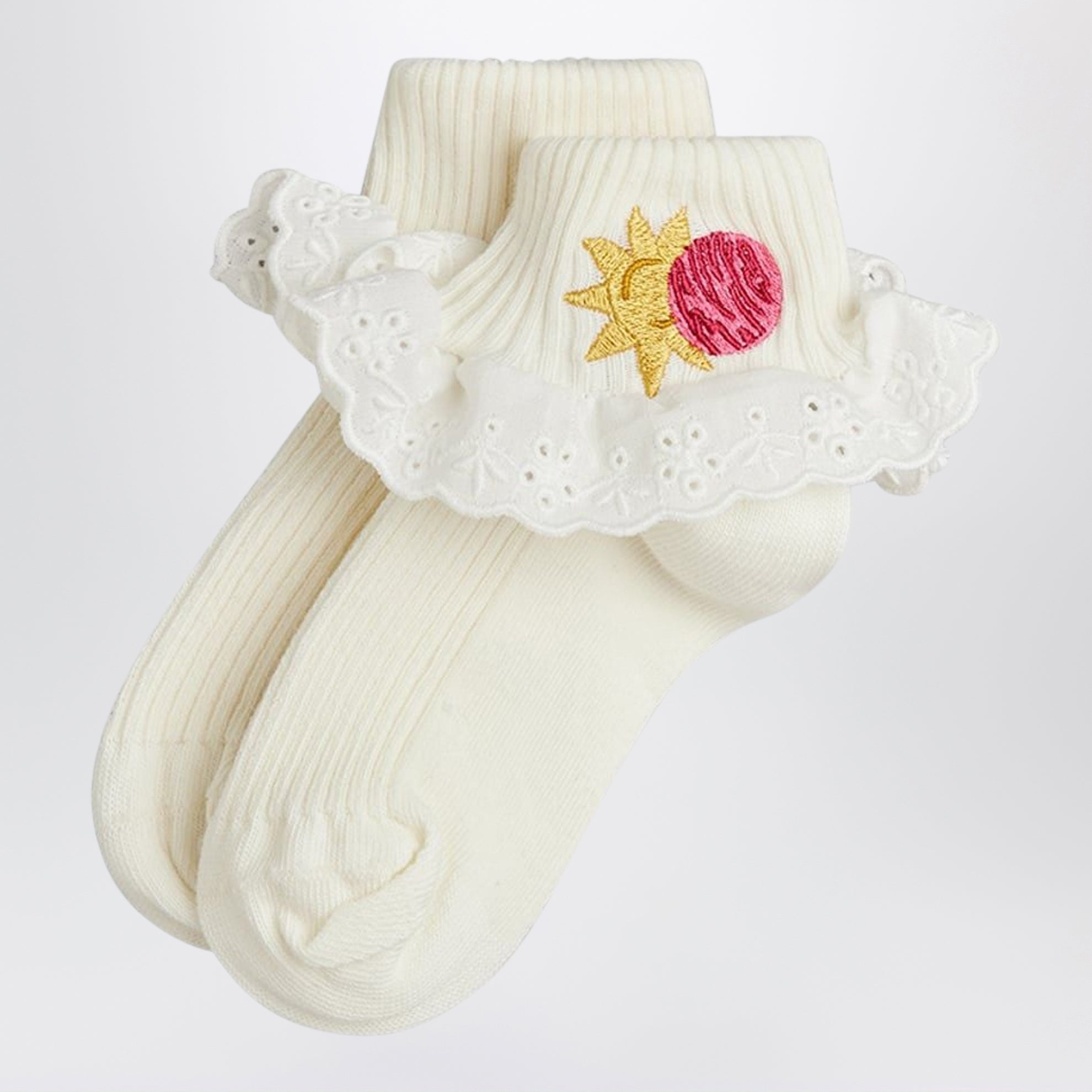 White Space motif socks with lace