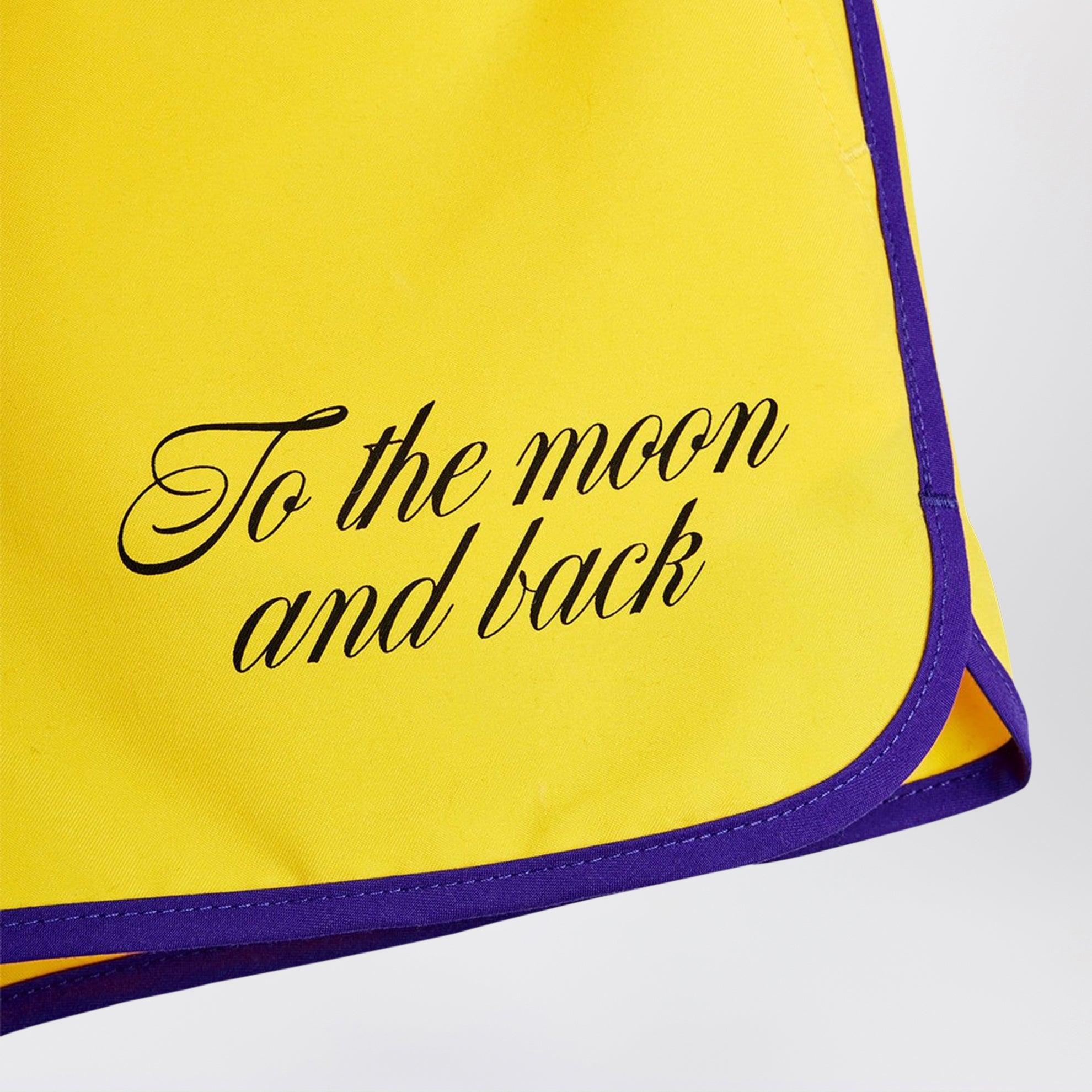Yellow To the Moon and Back swim shorts