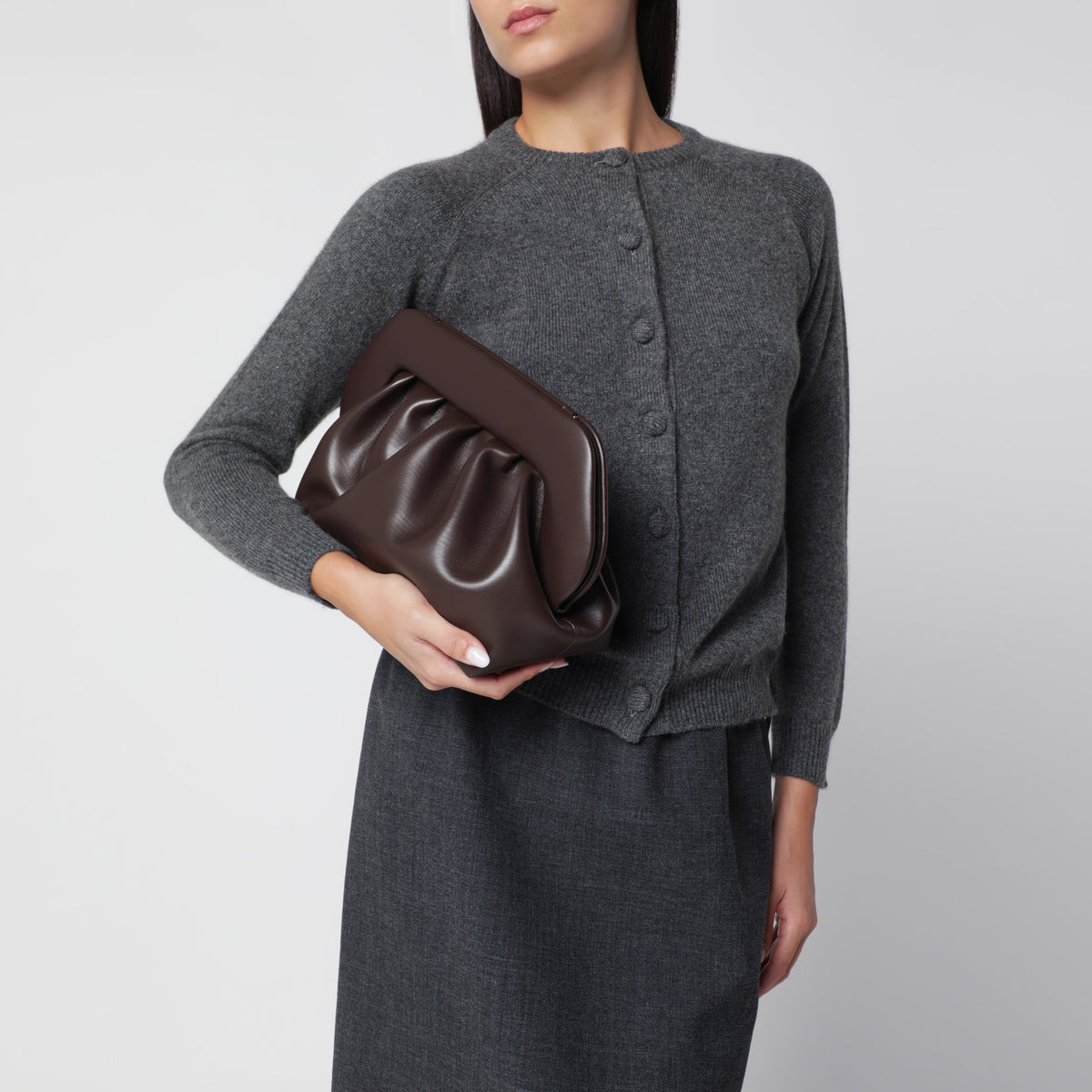 Bios Clutch-Tasche aus pflaumenfarbenem Leder