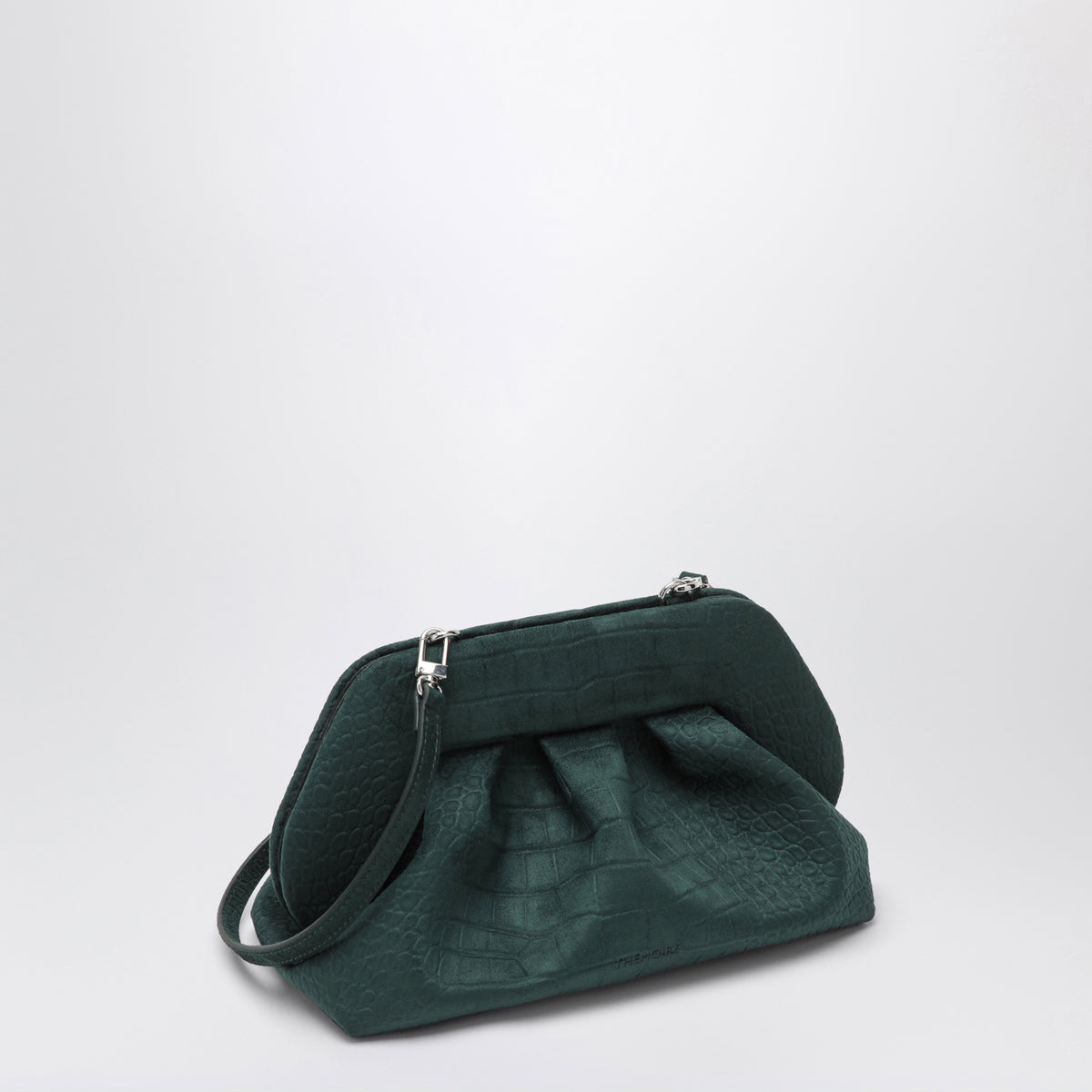 Pochette Bios verde pino in ecopelle effetto coccodrillo