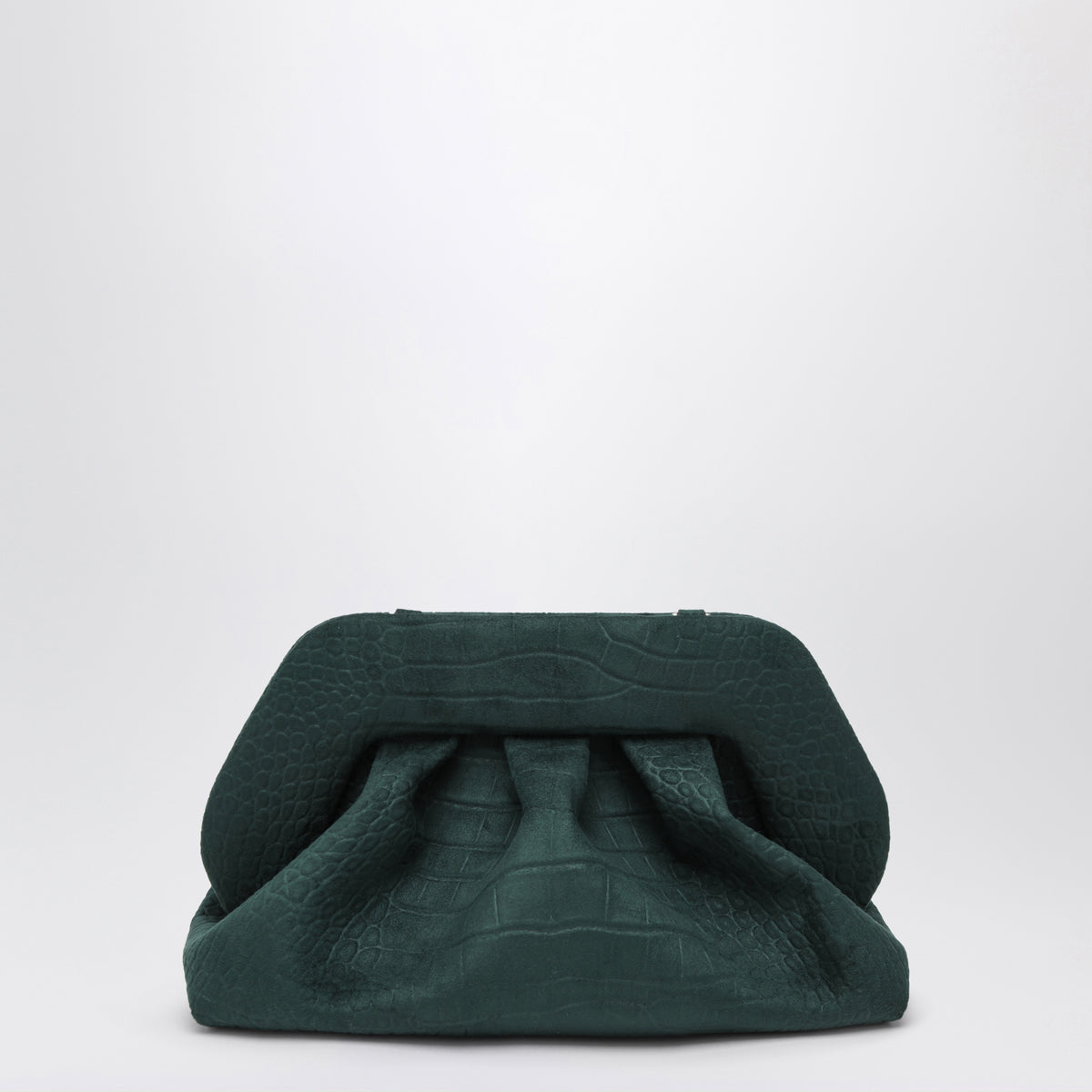Pochette Bios verde pino in ecopelle effetto coccodrillo