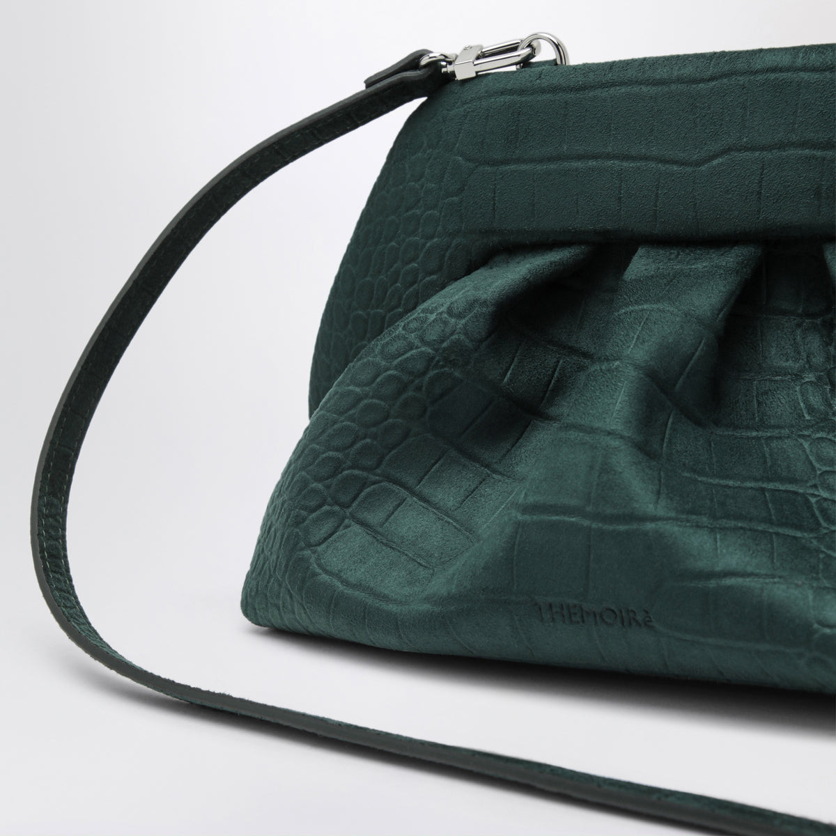 Pochette Bios verde pino in ecopelle effetto coccodrillo