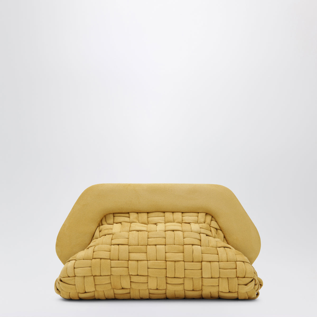 Pochette Bios gialla in ecopelle effetto suede intrecciata