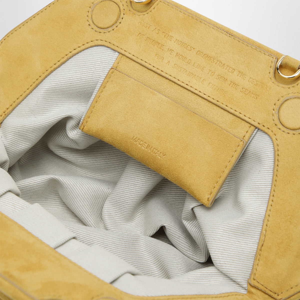 Pochette Bios gialla in ecopelle effetto suede intrecciata