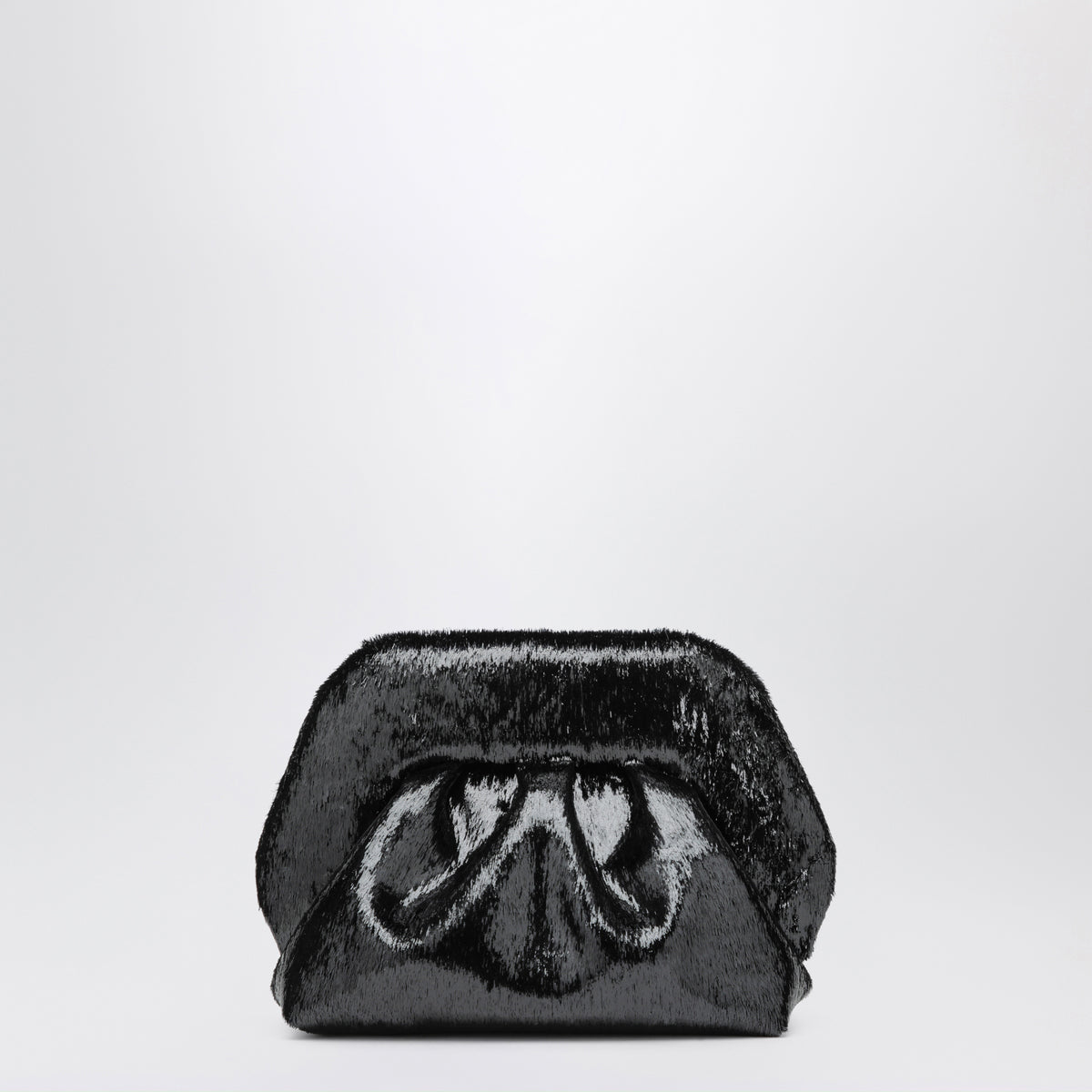 Petite pochette Bios noire brillante en similicuir effet poulain