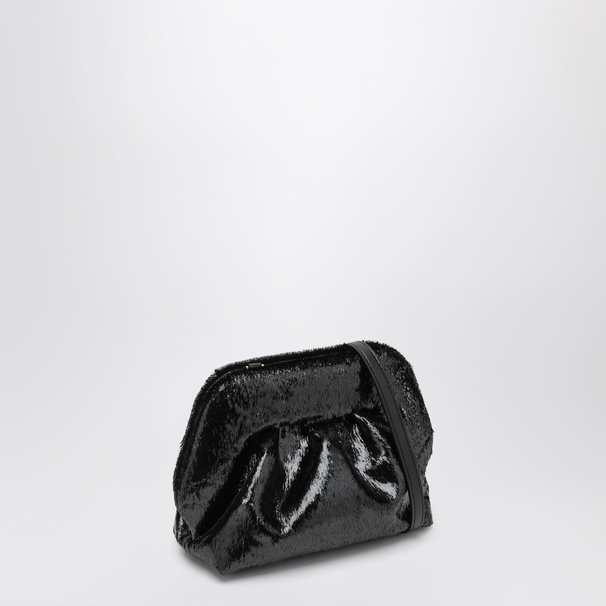 Petite pochette Bios noire brillante en similicuir effet poulain