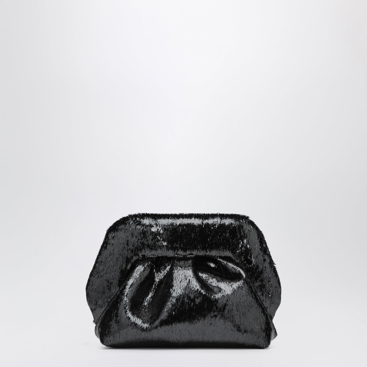 Petite pochette Bios noire brillante en similicuir effet poulain