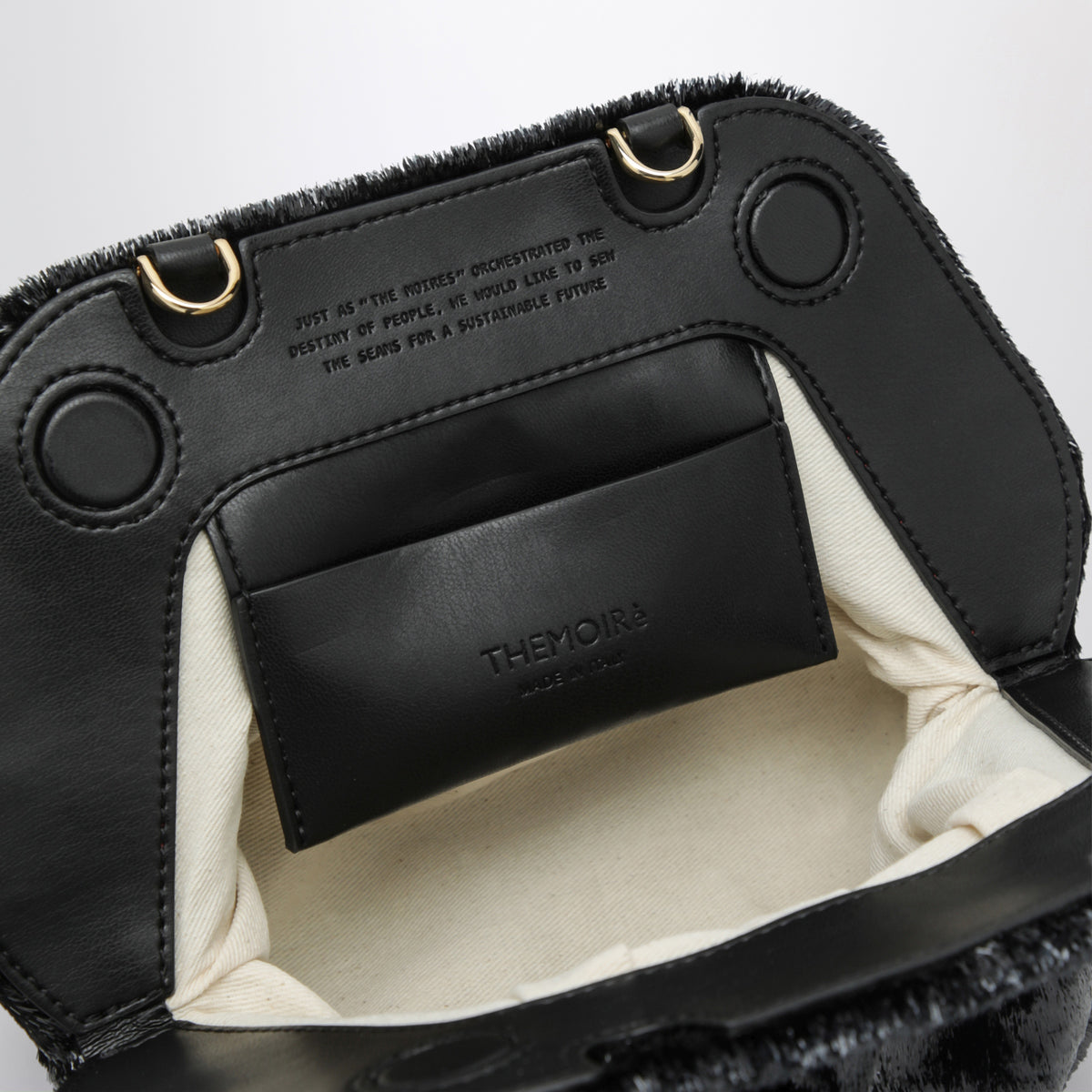 Petite pochette Bios noire brillante en similicuir effet poulain