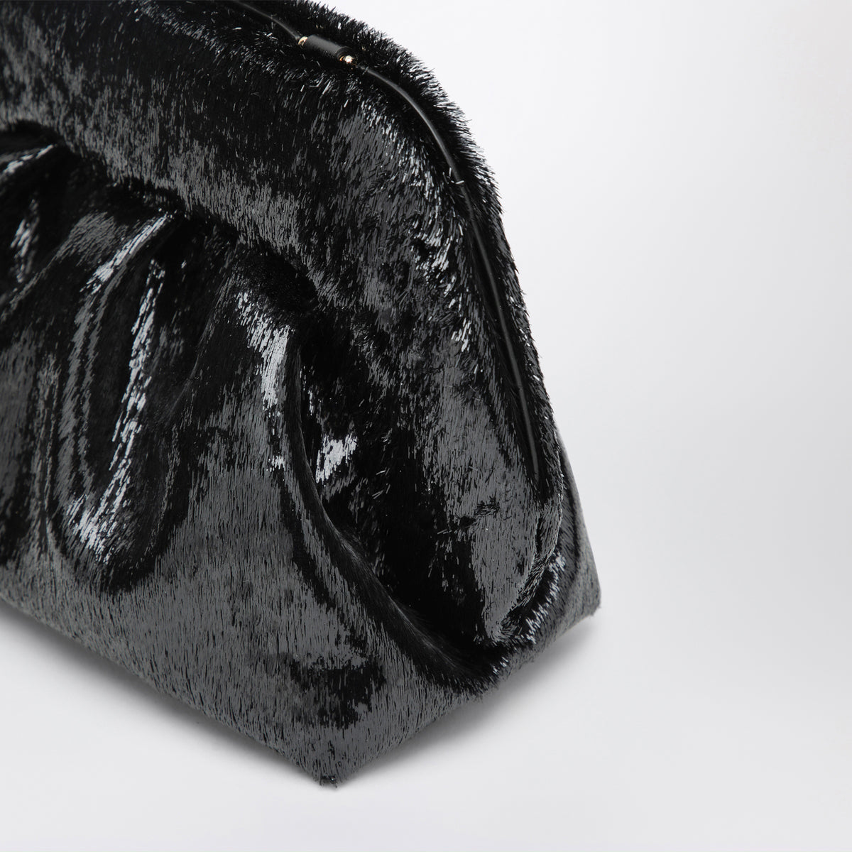 Petite pochette Bios noire brillante en similicuir effet poulain