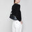 Clip croc-embossed leather shoulder bag in black
