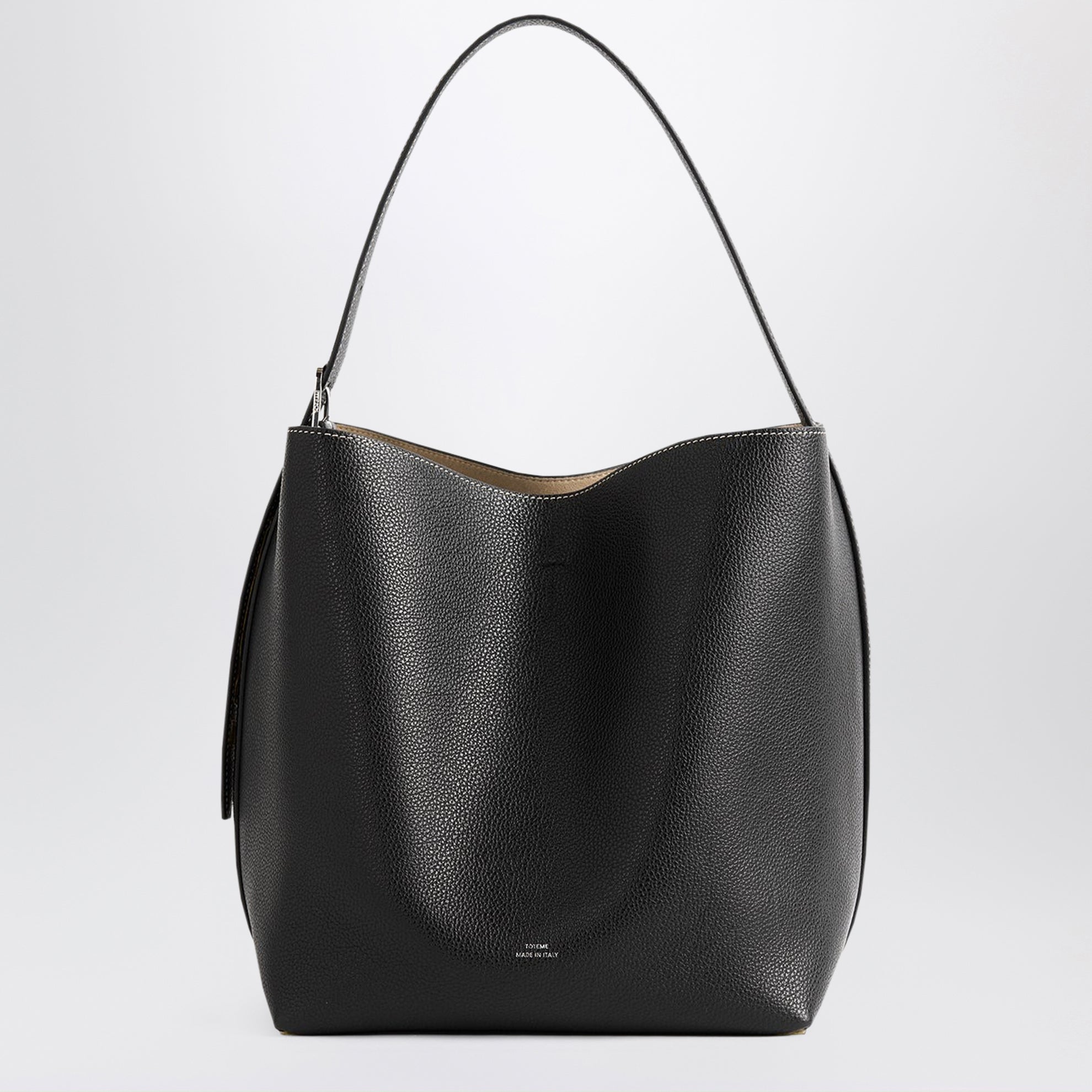 Sac tote moyen noir en cuir grainé