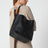 Mittelgroße schwarze Tote Bag aus genarbtem Leder