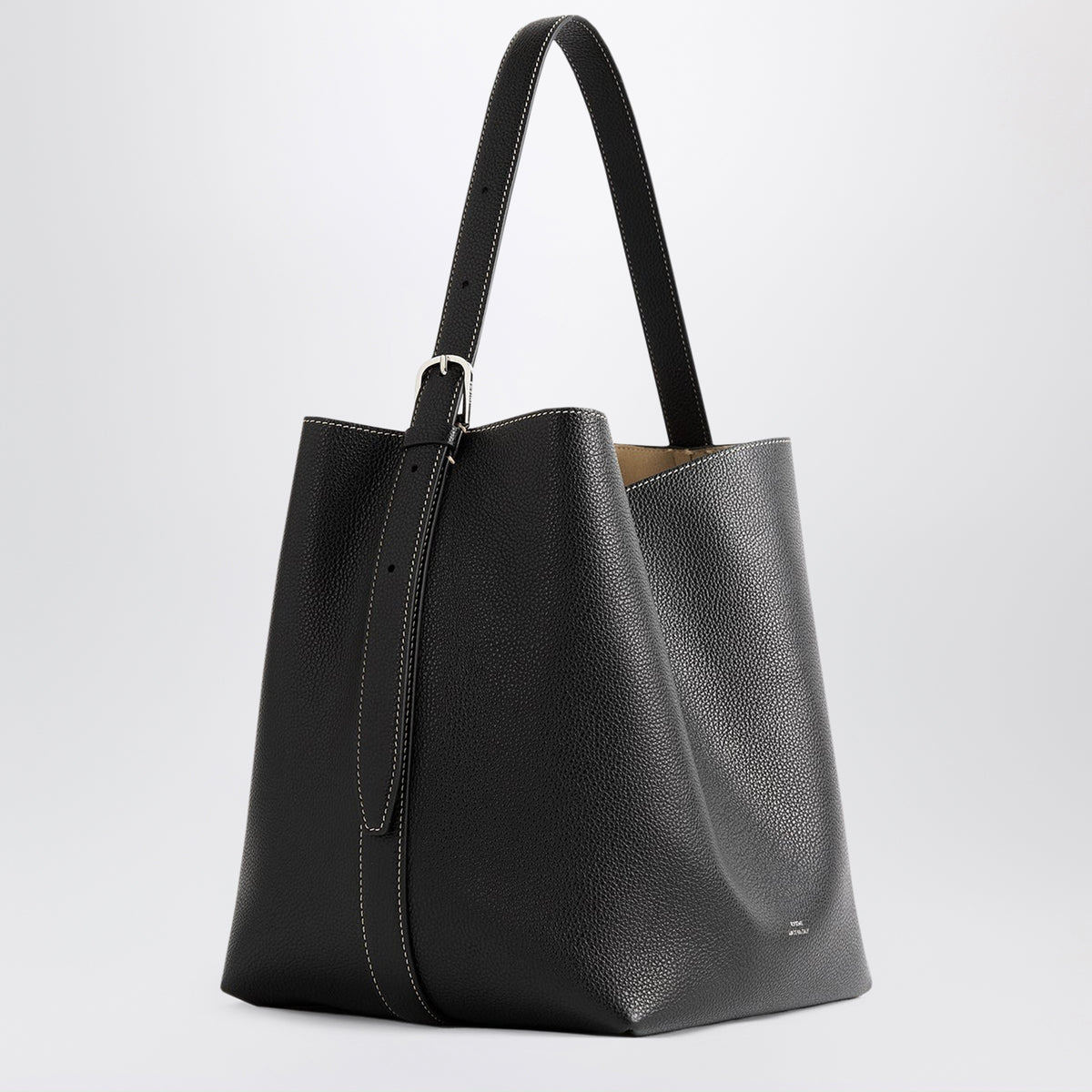 Sac tote moyen noir en cuir grainé