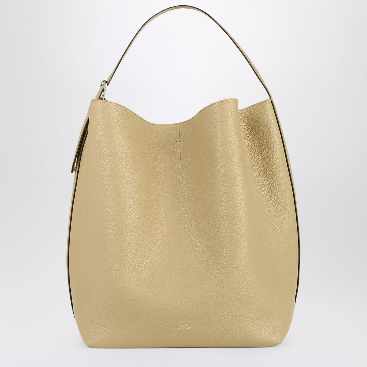 Mittelgroße beige Tote Bag aus genarbtem Leder