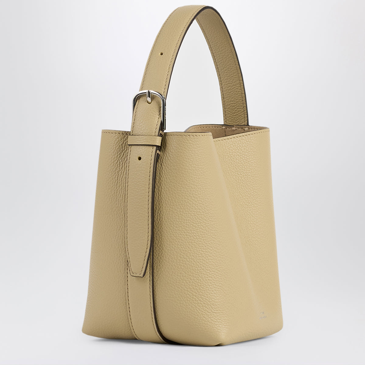 Kleine beige Belted Tote Bag aus Leder