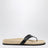 Zehentrenner aus Leder mit Eidechsenprägung in Beige/Schwarz