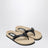 Zehentrenner aus Leder mit Eidechsenprägung in Beige/Schwarz