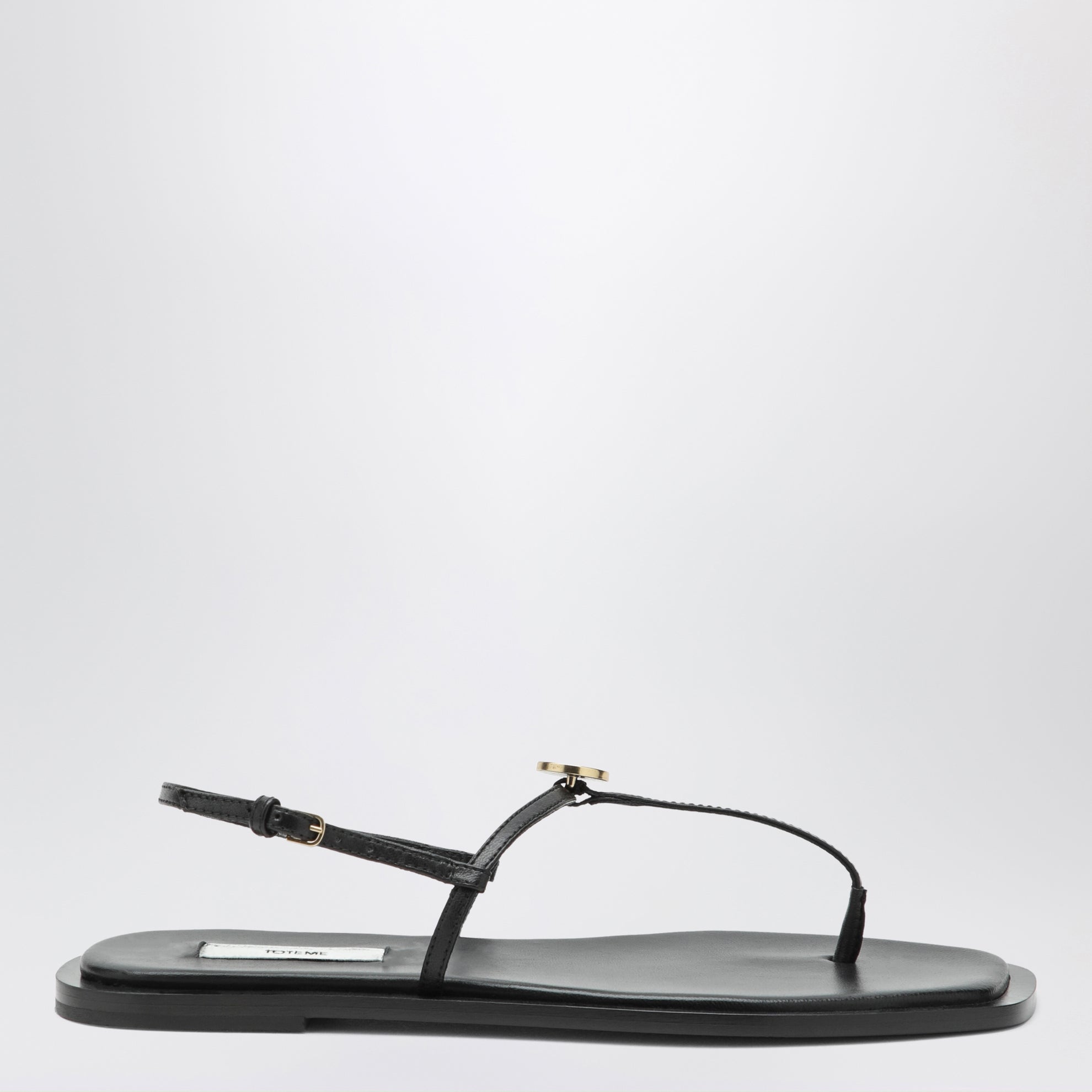 Black nappa T-strap sandals