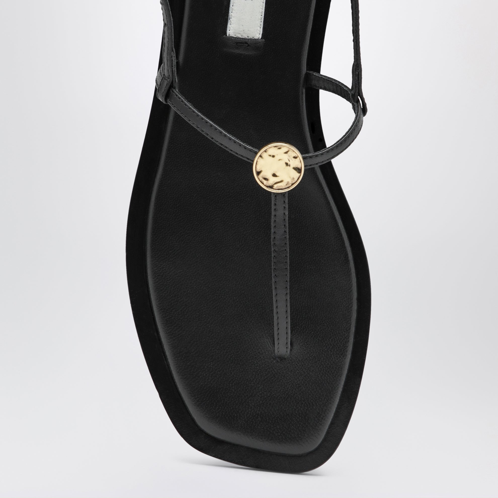 Black nappa T-strap sandals
