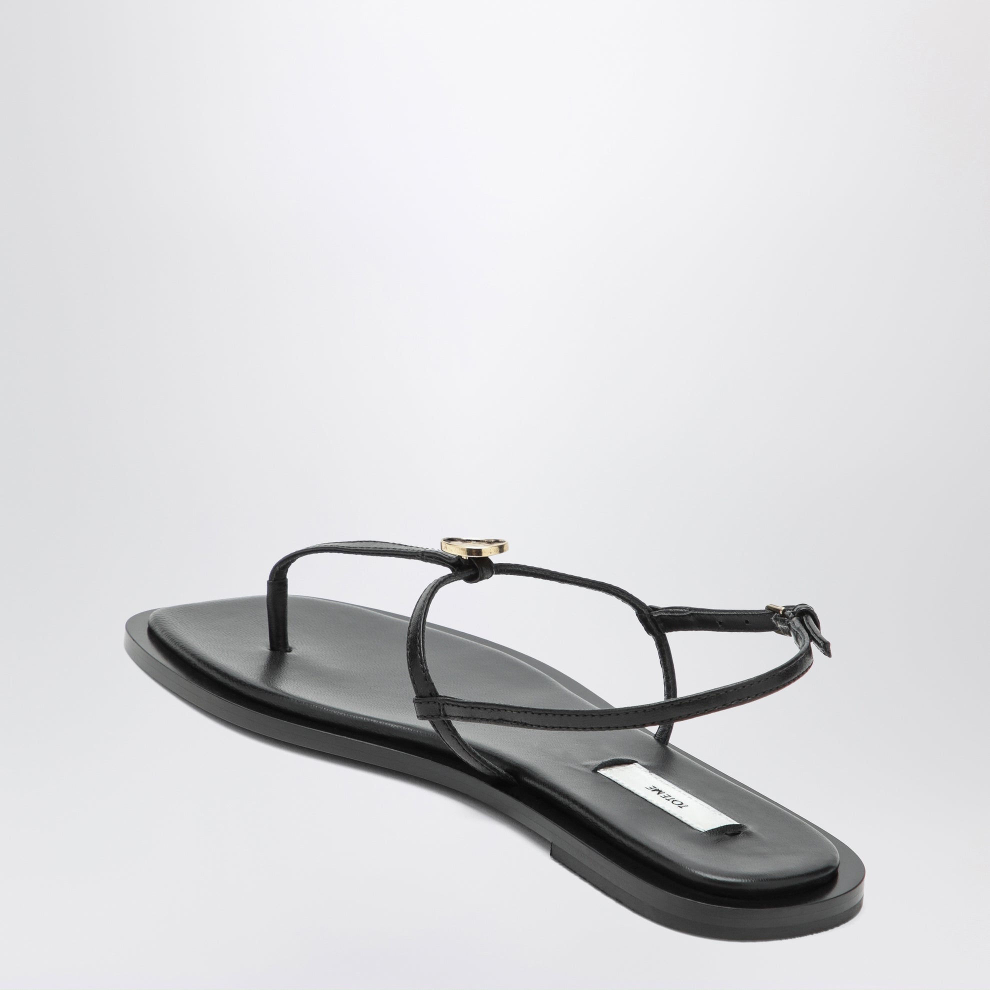 Black nappa T-strap sandals
