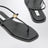Black nappa T-strap sandals