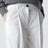 Pantalon en coton bio à pli simple blanc