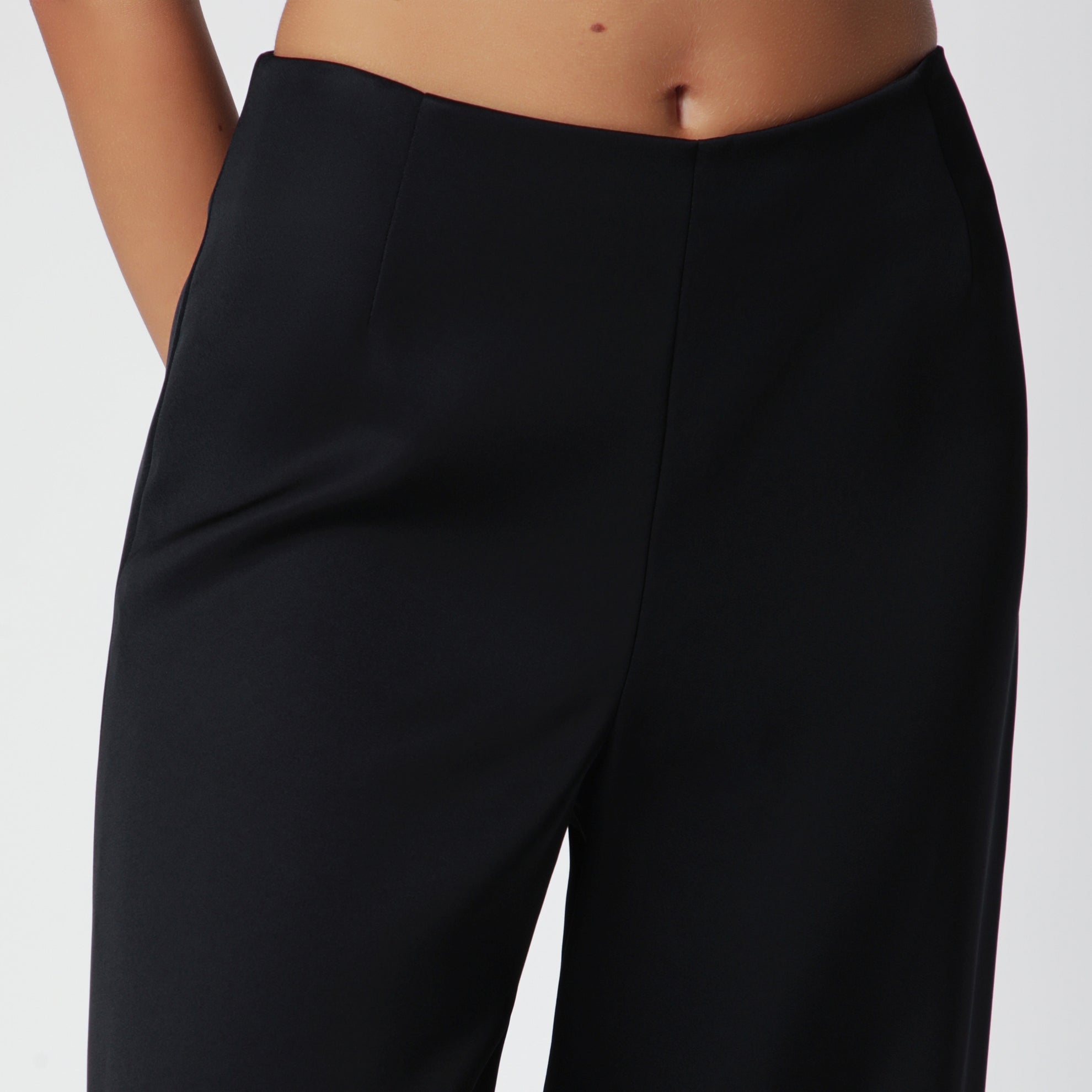 Fluid satin trousers in black viscose