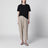 Beige high-waisted linen shorts