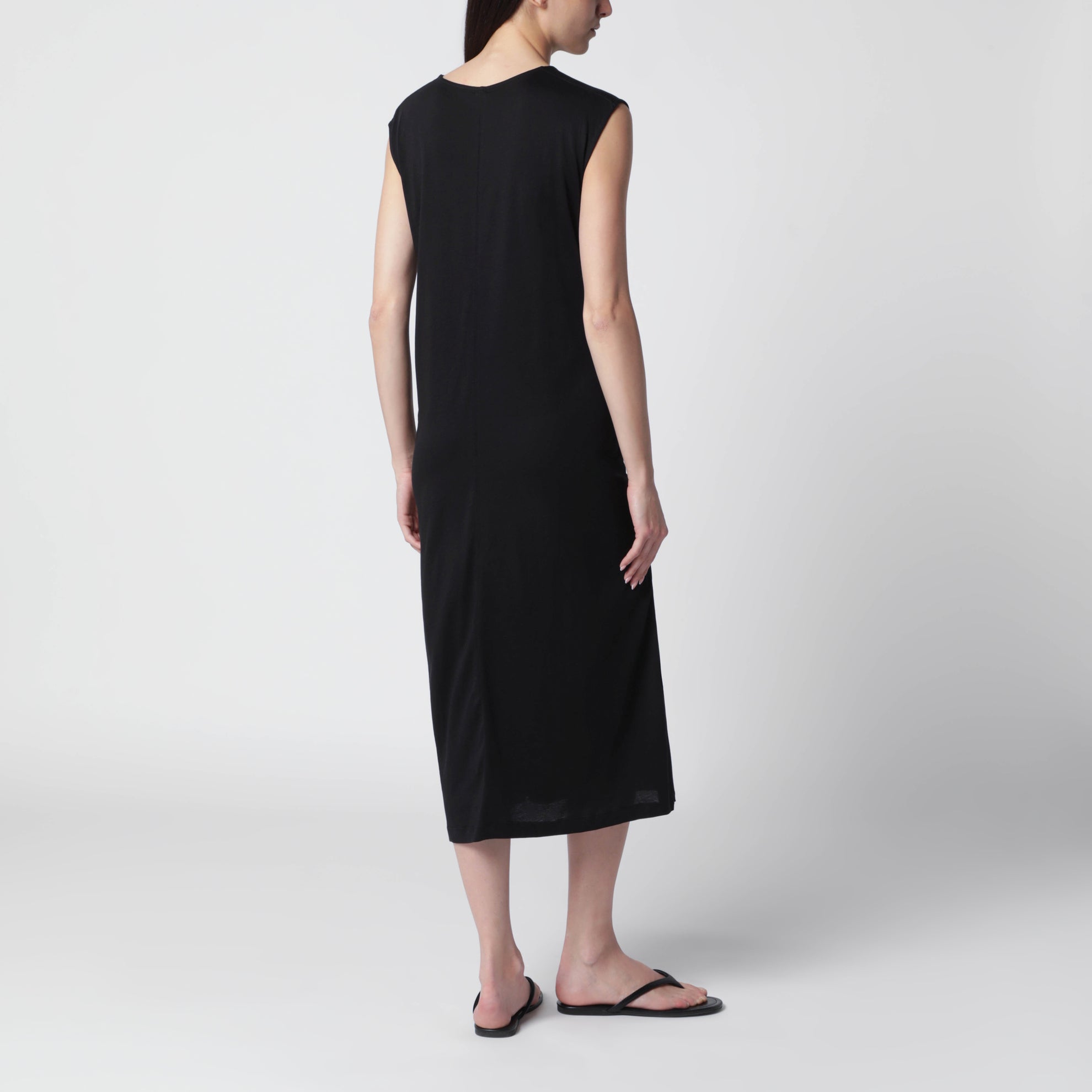 Maxikleid aus Jersey mit Gürtel aus schwarzer Baumwolle