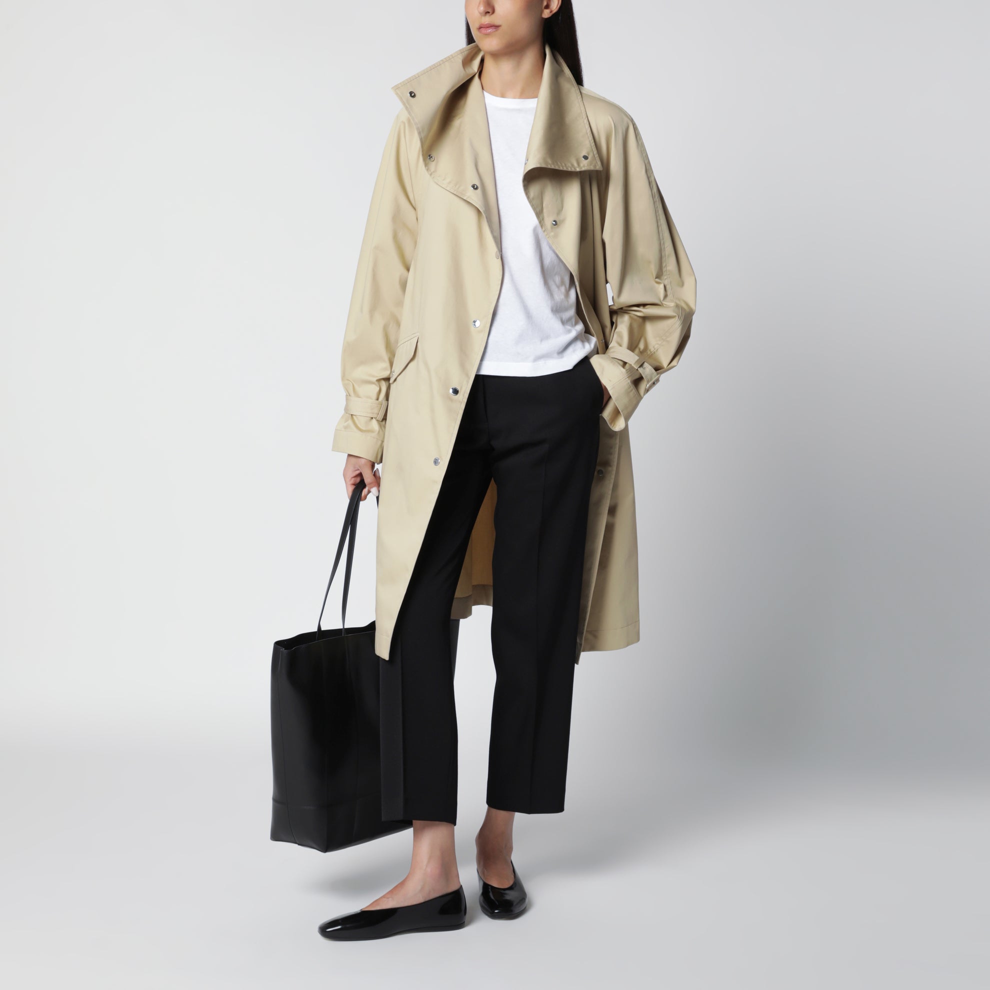 Trench oversize in cotone beige