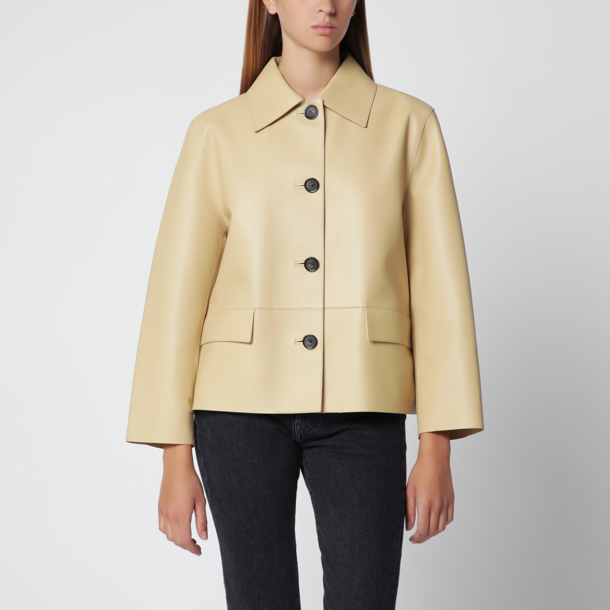 Jacke aus hellbeigem Lammleder