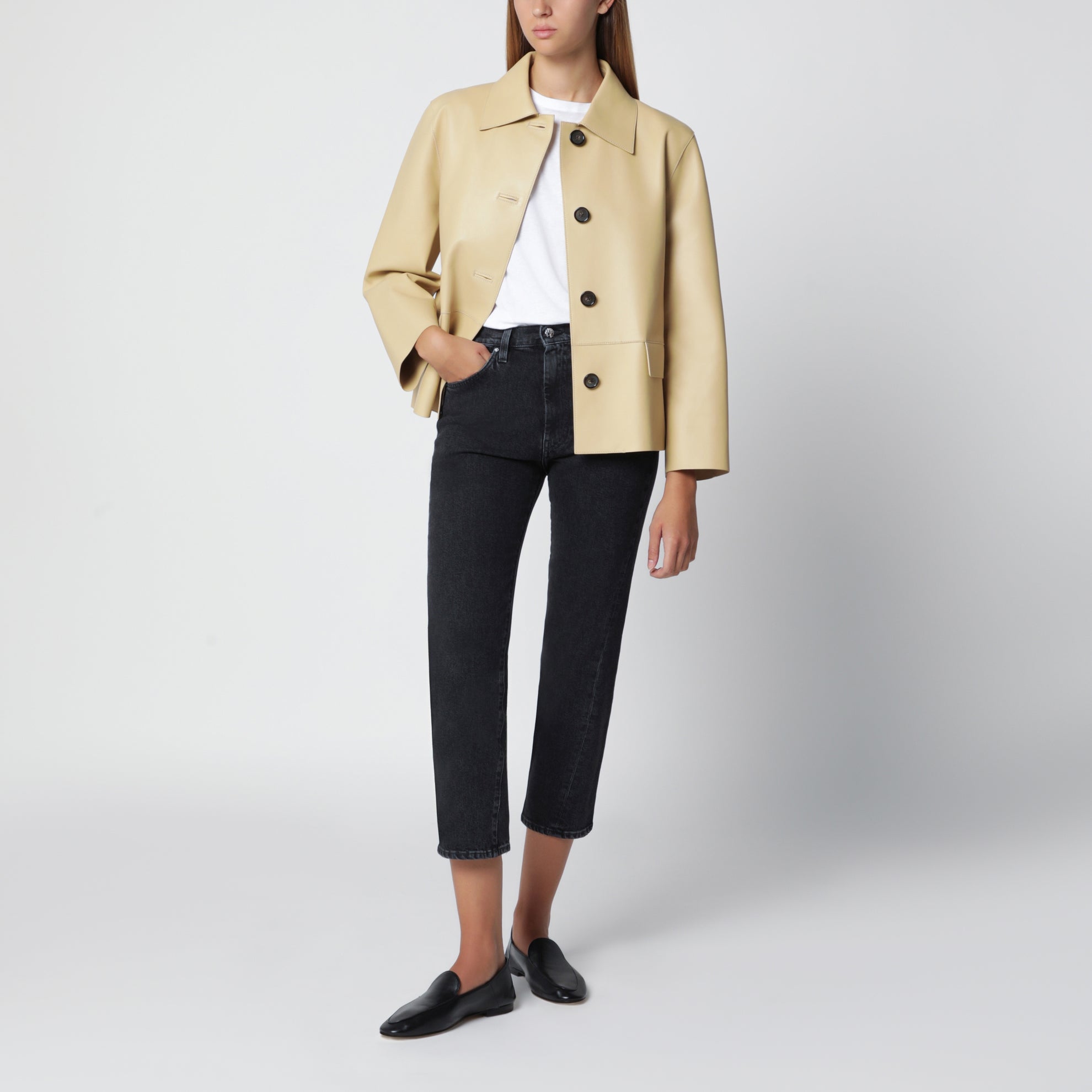 Jacke aus hellbeigem Lammleder