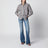 Oversized checked shirt in blue/orange organic cotton