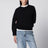 Oversize-Pullover mit Rundhalsausschnitt aus schwarzer Baumwolle