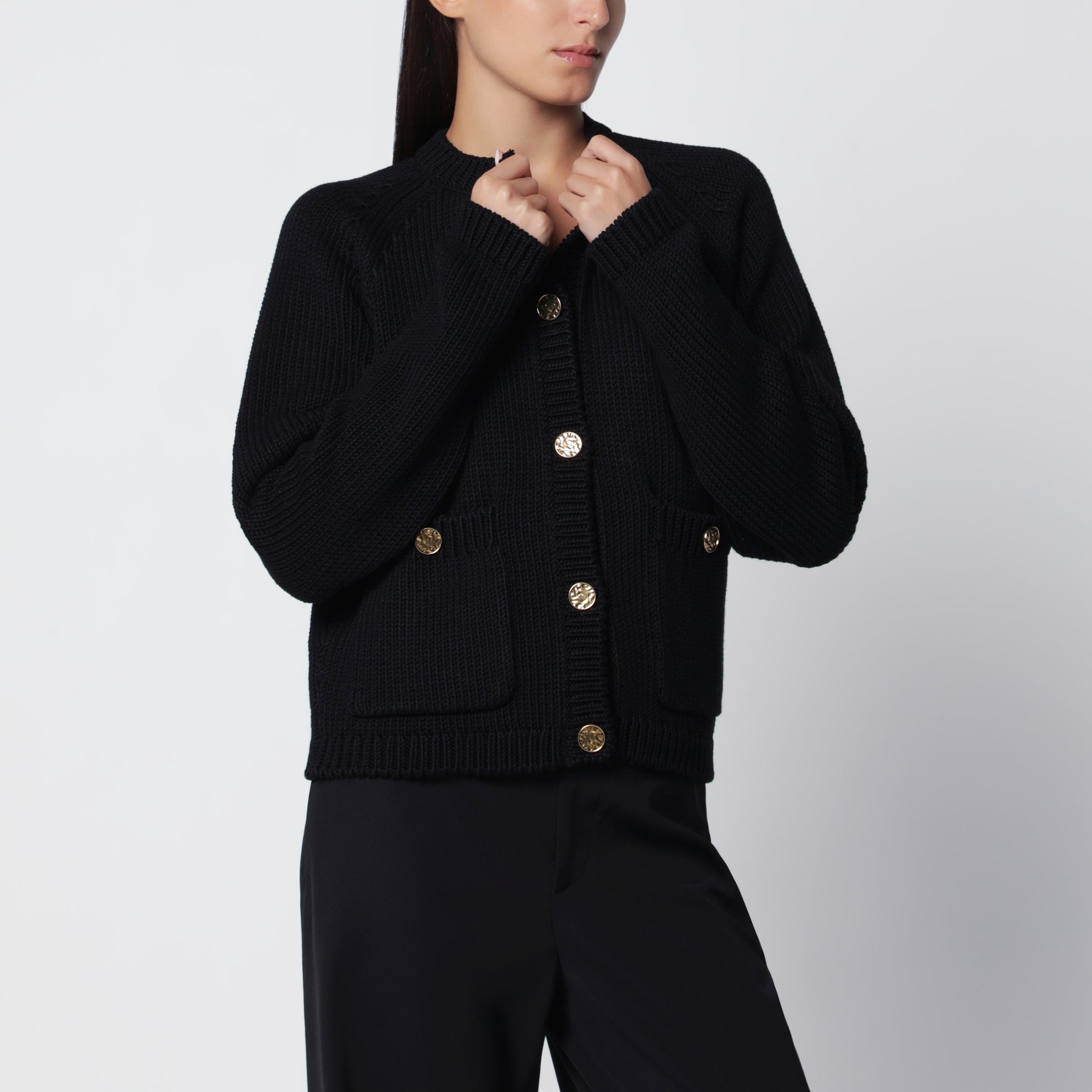 Black organic cotton cardigan