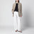 Leinenblazer mit offenen Fransenrevers in Beige