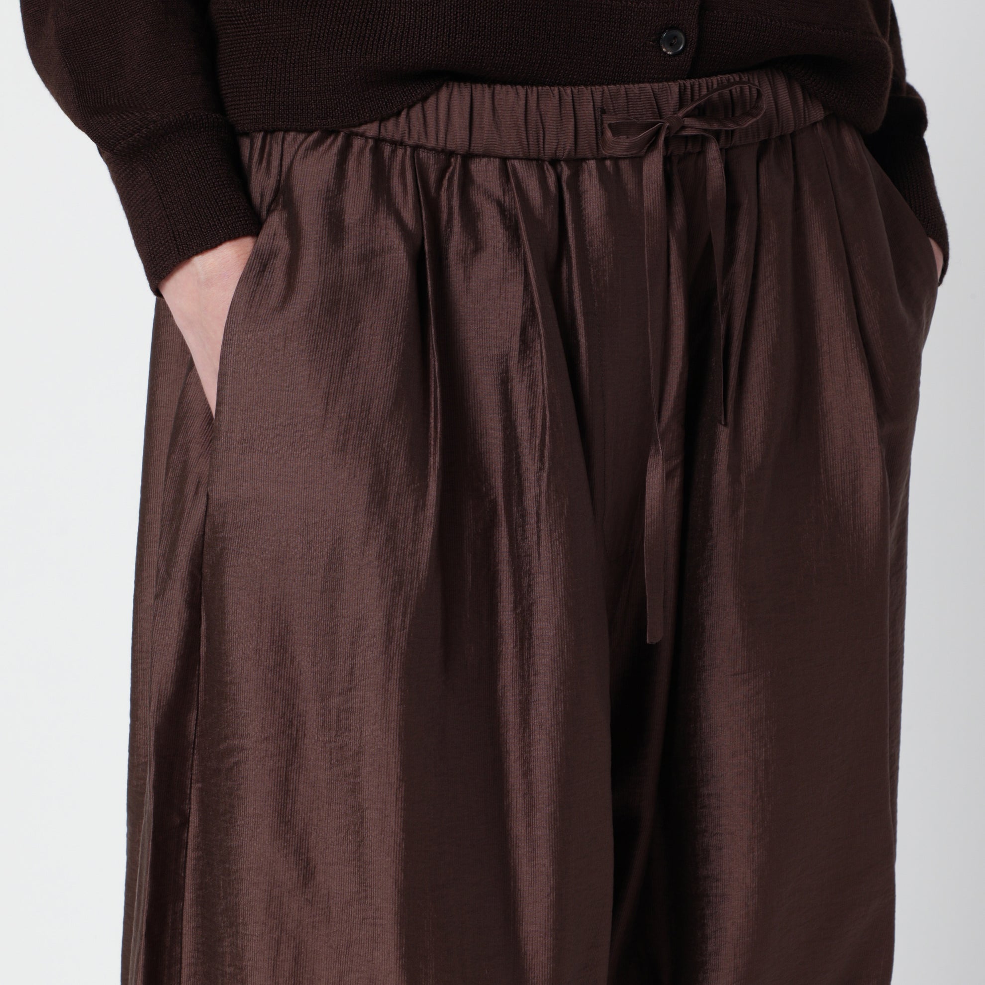 Pantaloni maxi marroni in misto lyocell