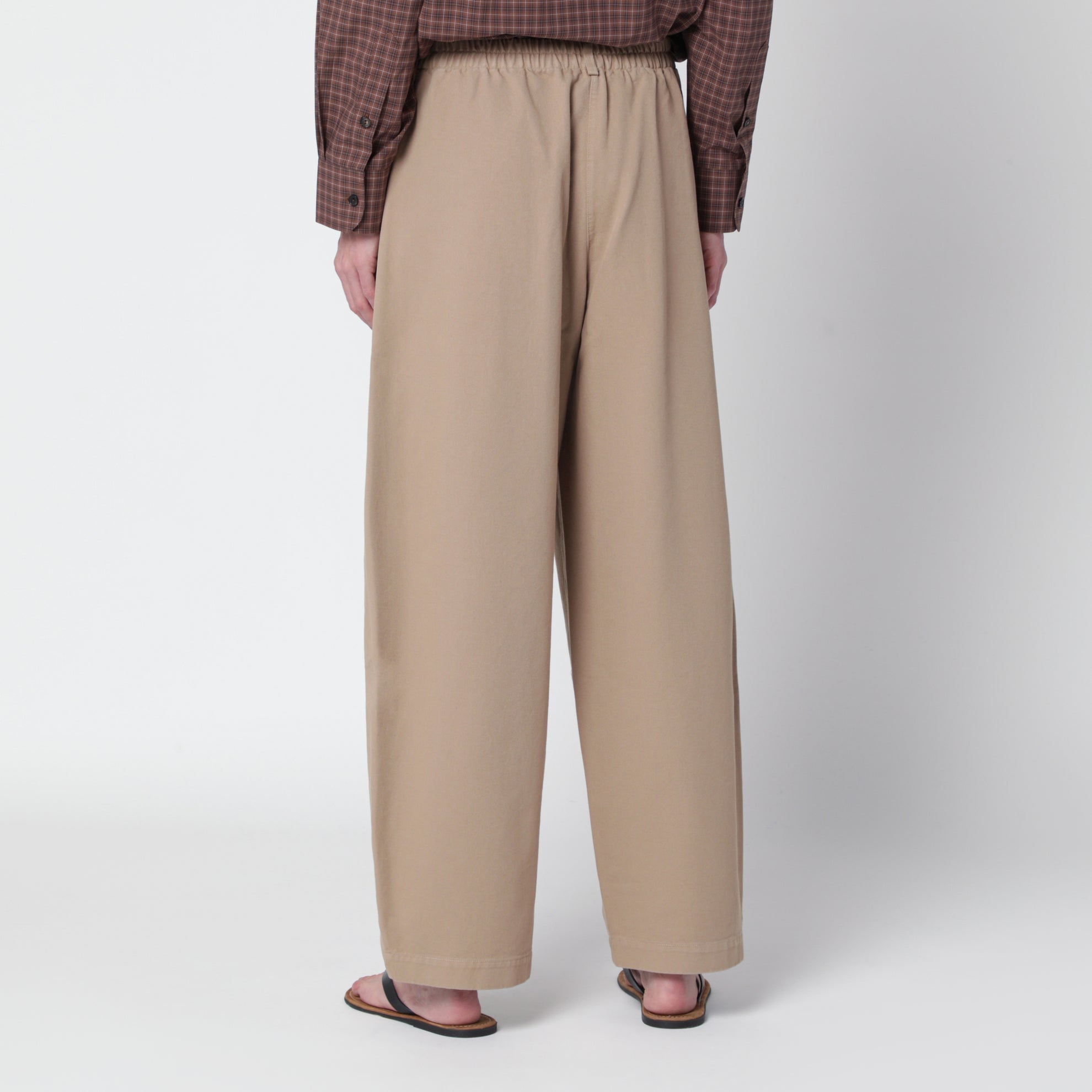 Camel curved-leg trousers