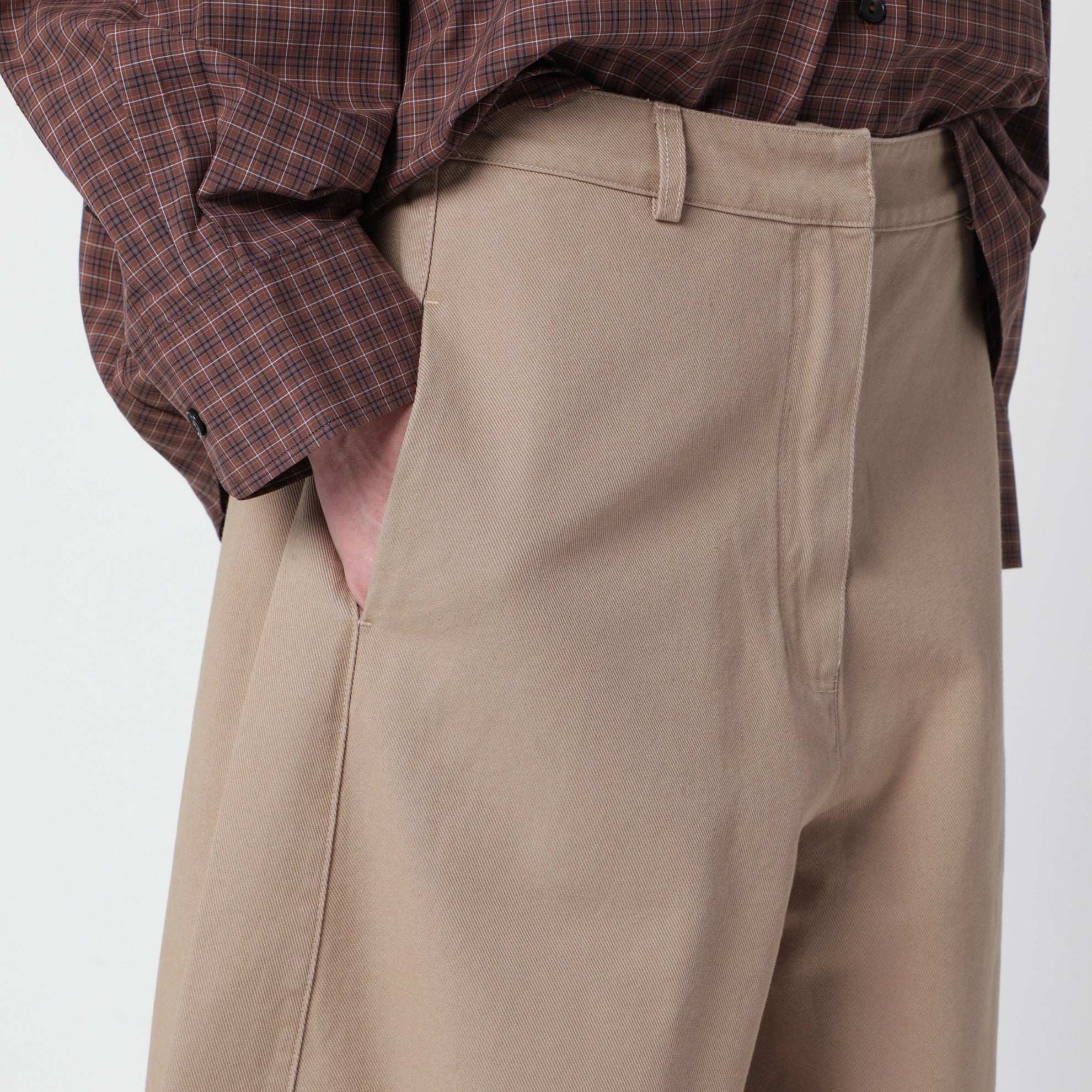Camel curved-leg trousers